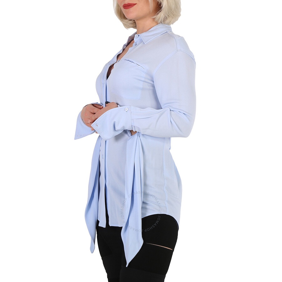 Burberry Ladies Pale Blue Sash Detail Jersey Oversized Shirt - 5