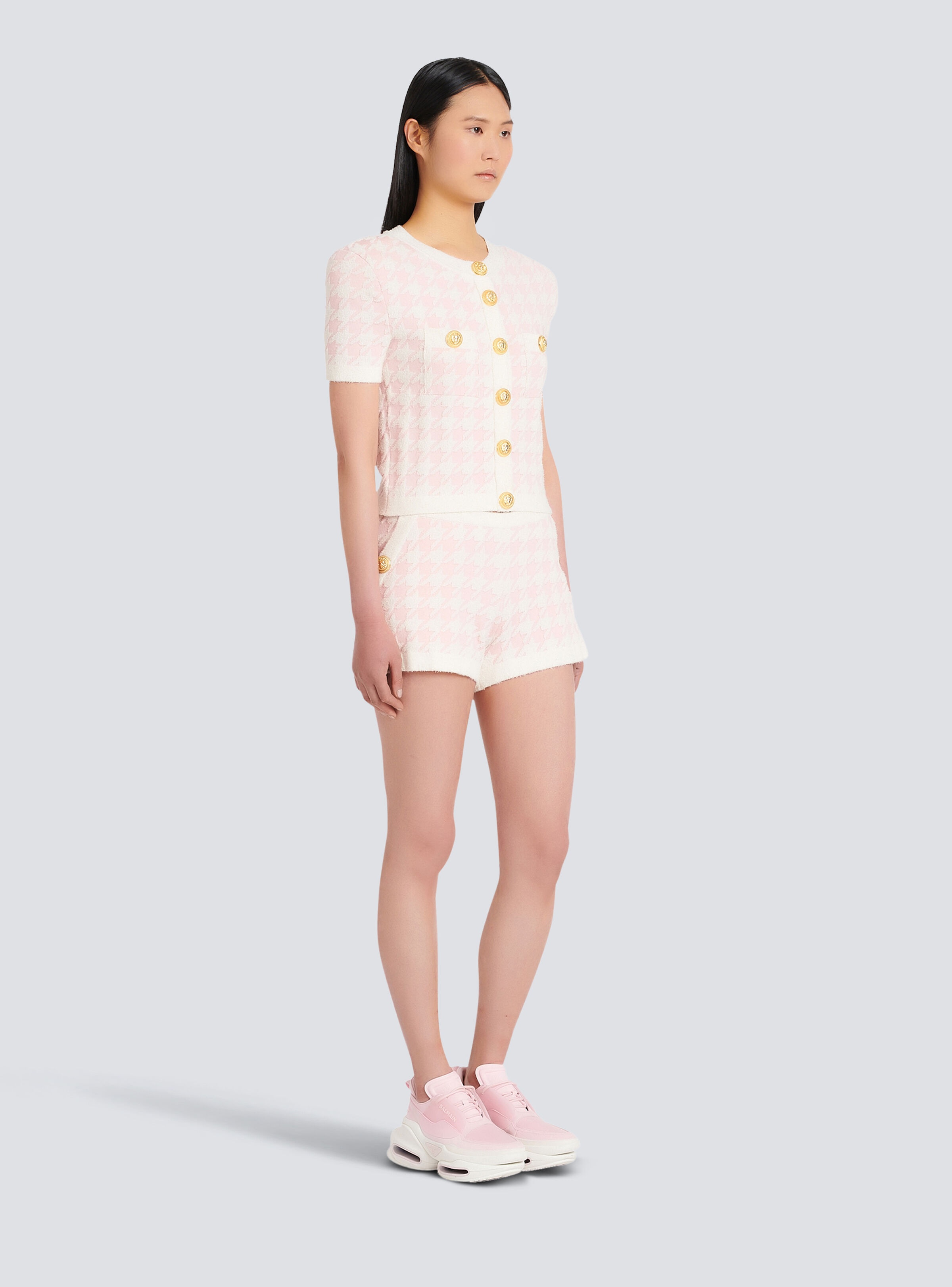 Cropped knit cardigan with Houndstooth print - 5