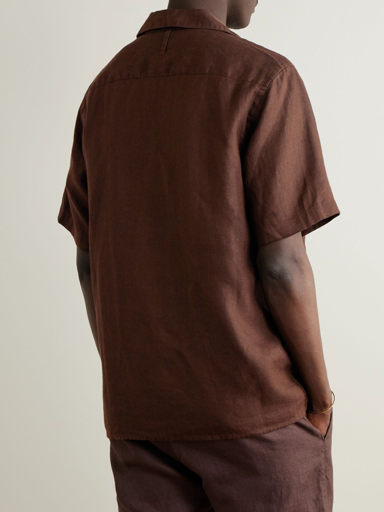 Julio 5708 Camp-Collar Linen Shirt Brown - 3