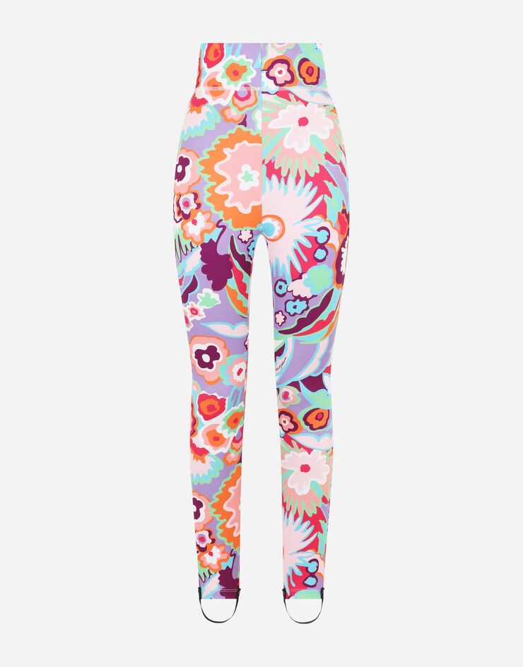 Run-resistant jersey leggings with 60s print - 3