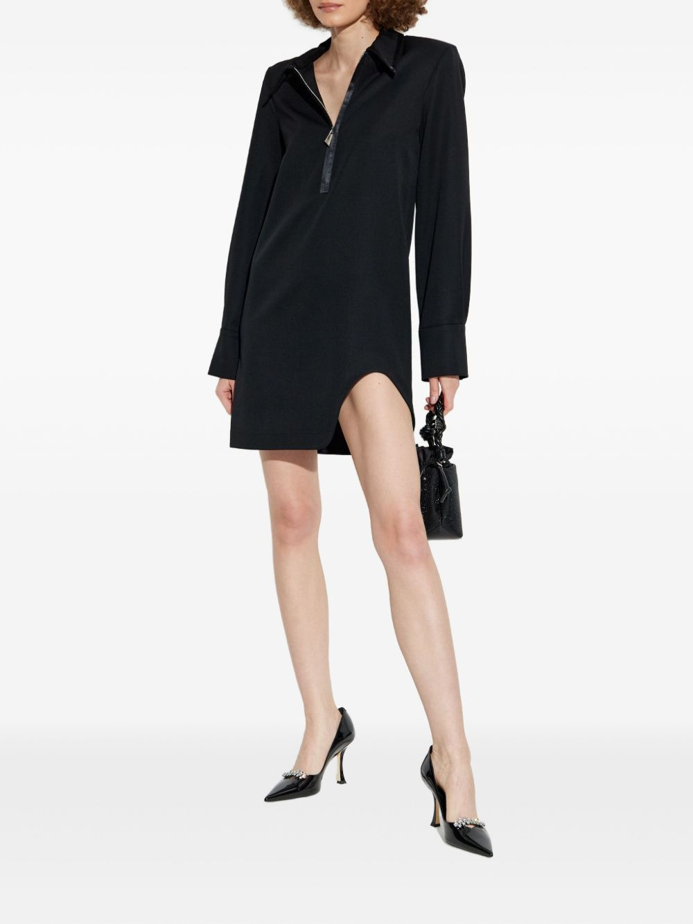 zip-front mini shirt dress - 2