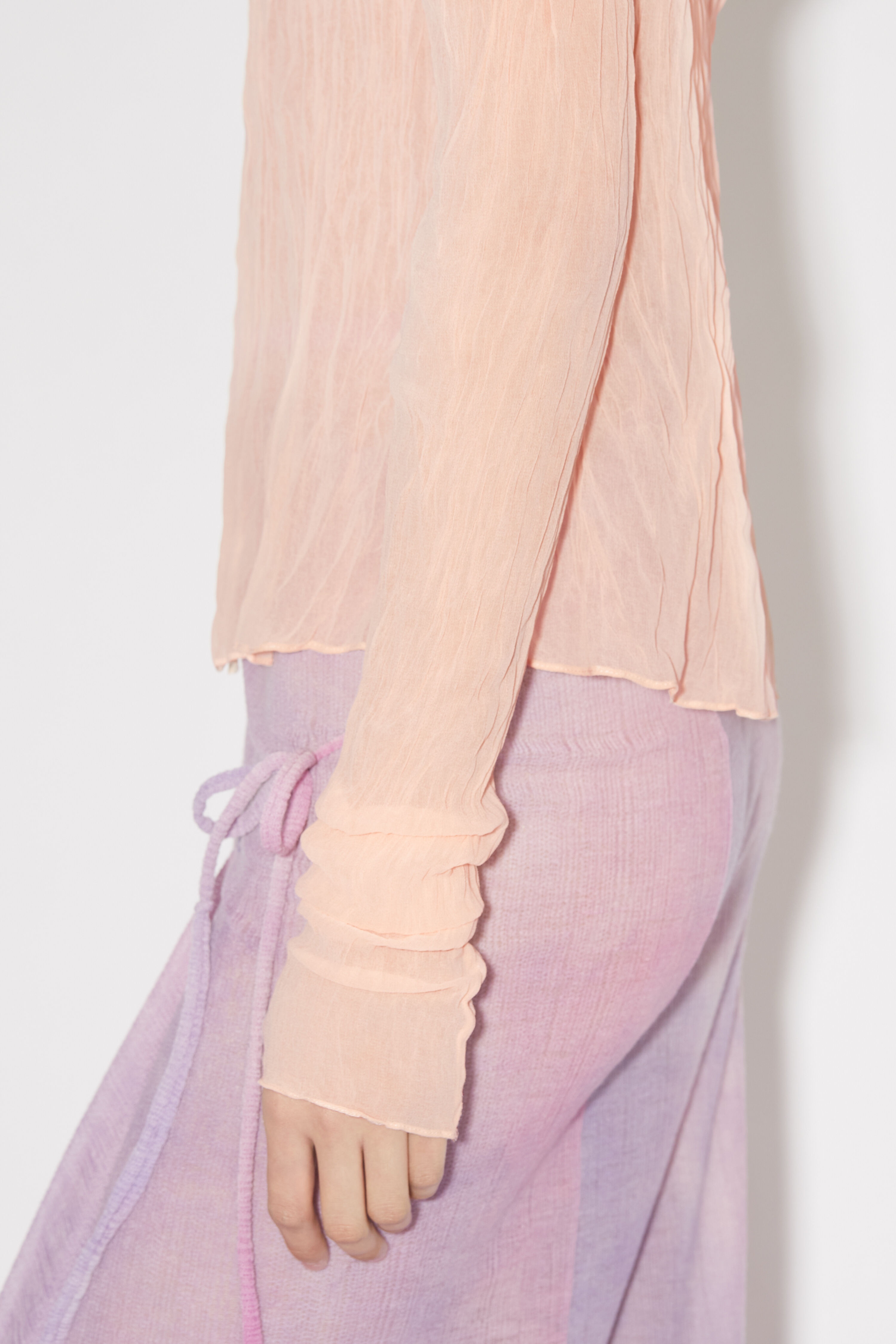Crinkled high neck top - Peach pink - 4