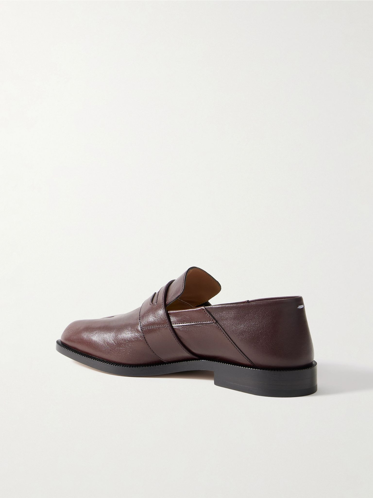 Tabi split-toe collapsible-heel leather loafers Burgundy - 3