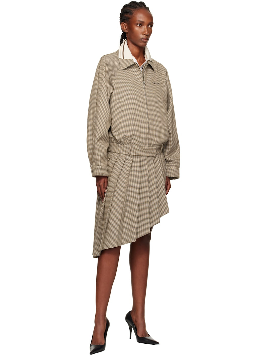 Beige Checked Jacket - 4