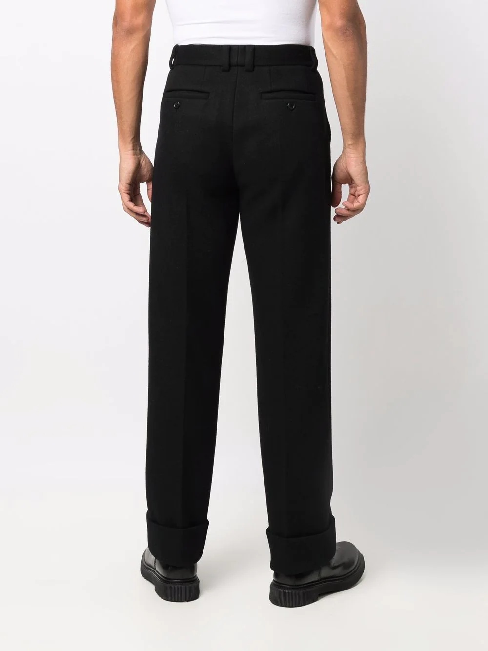 straight-leg pressed crease trousers - 4