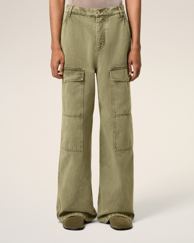 GREEN COTTON CARGO WIDE FIT JEANS 3
