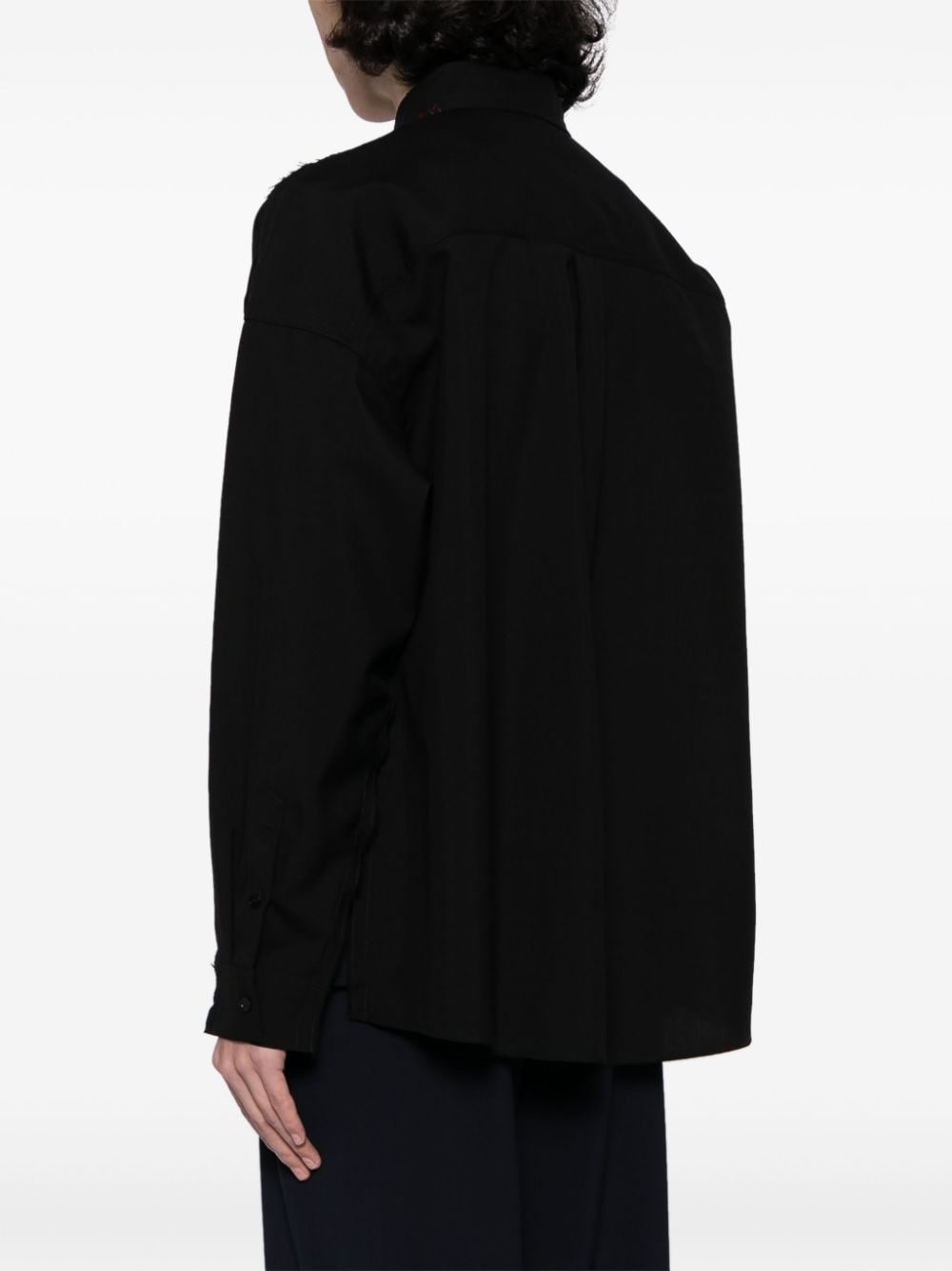 logo-embroidered wool shirt - 4