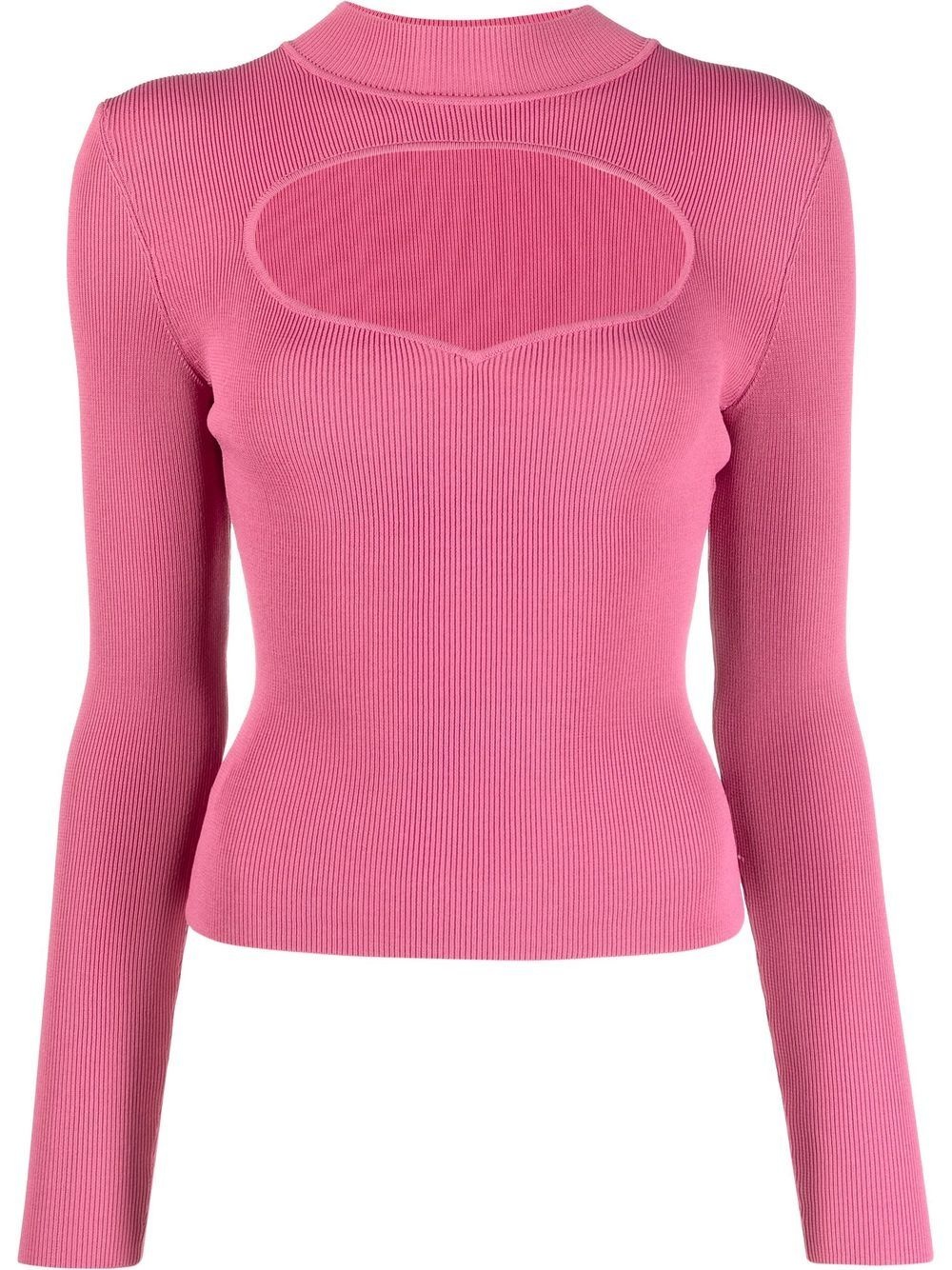 ribbed-knit cut-out jumper - 1