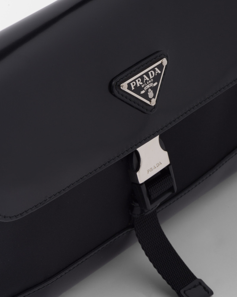 Re-Nylon and leather shoulder bag 7