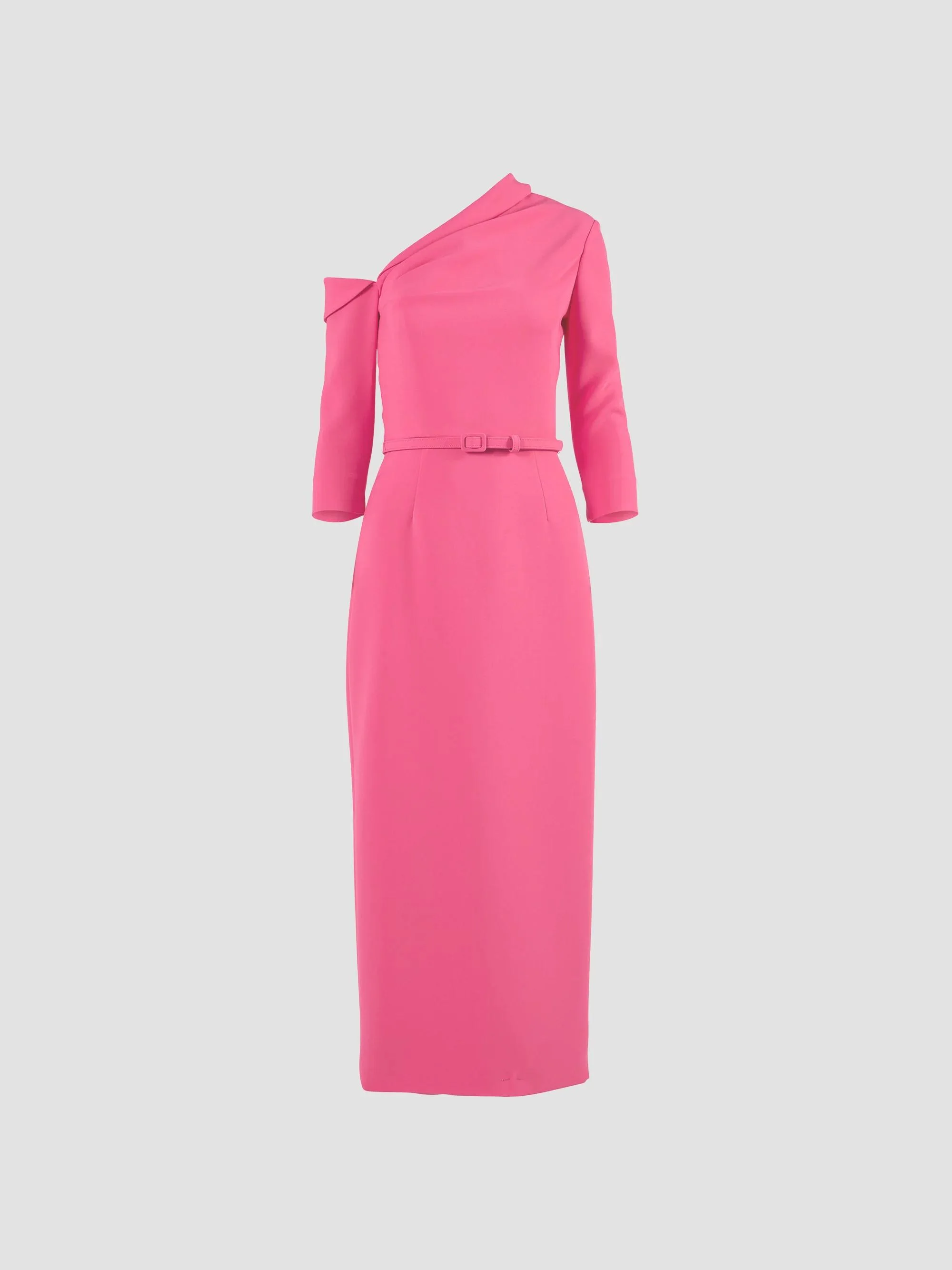 Women's Belted One-Shoulder Midi Dress - Geranium - 1