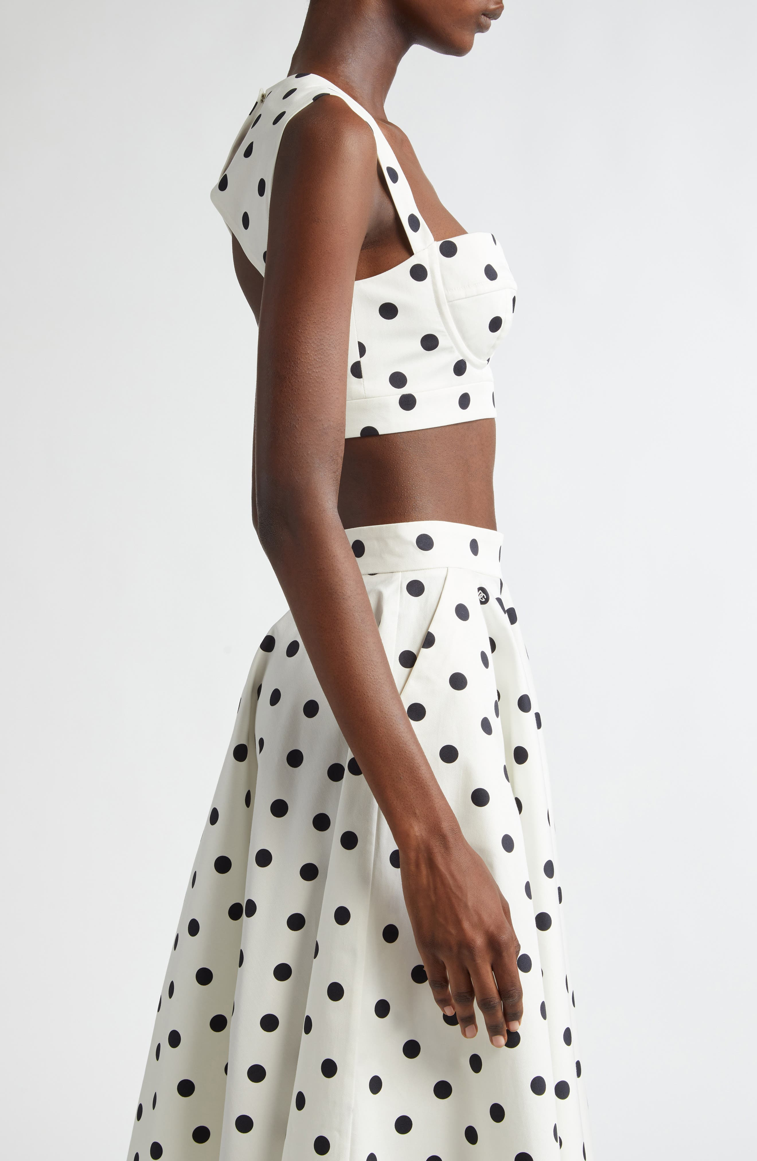 Dolce&Gabbana Polka Dot Back Cutout Crop Bustier Top in Hwzrn Pois Med 1.5 F.bianc at Nordstrom - 4