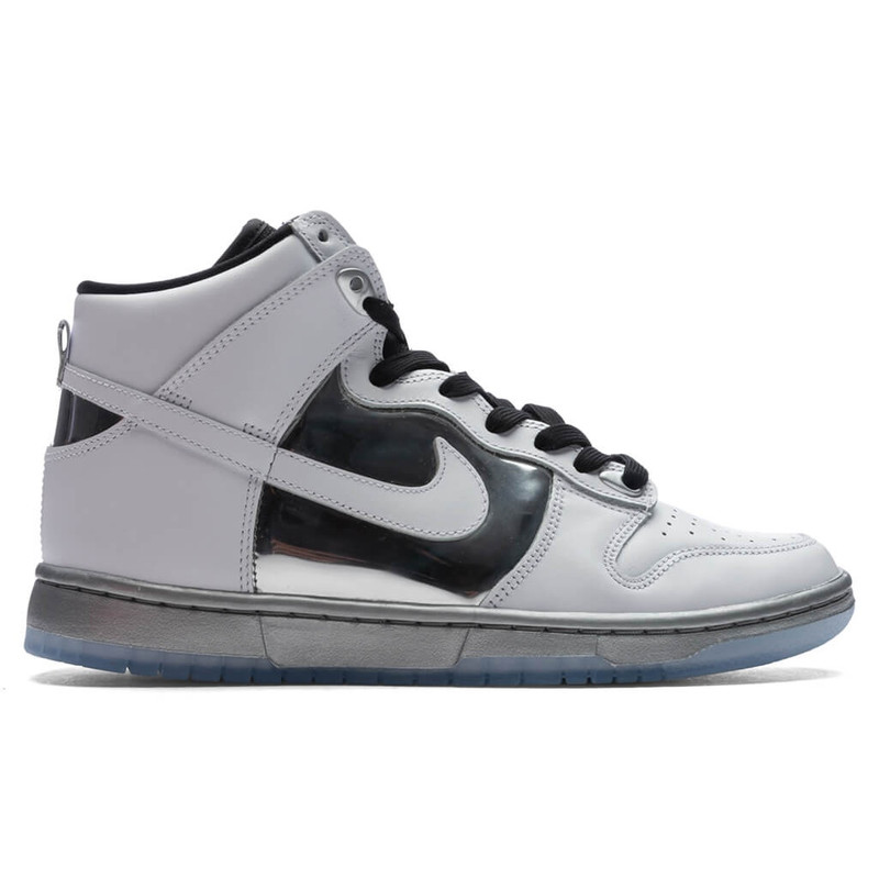 WOMENS DUNK HIGH SE CHROME - WHITE/METALLIC SILVER/BLACK - 1