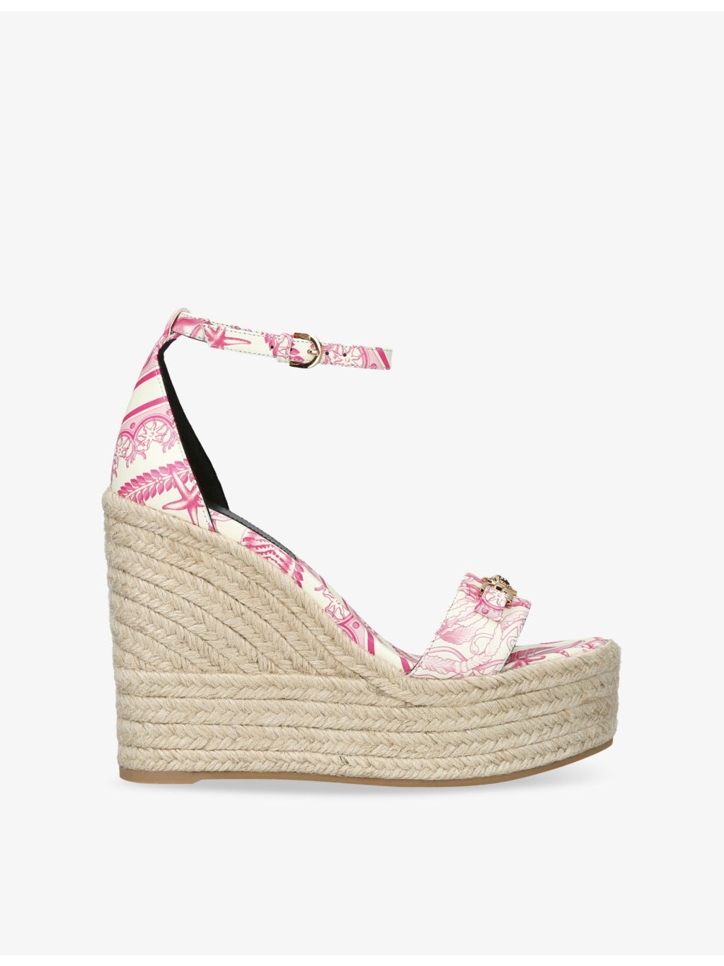 Medusa ’95 Underwater Barocco-Print Leather Wedge Sandals - 1