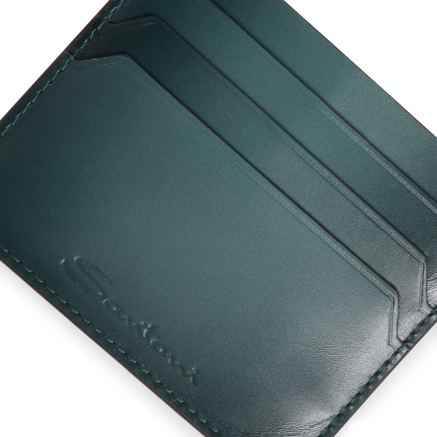 Green leather credit card holder - 3