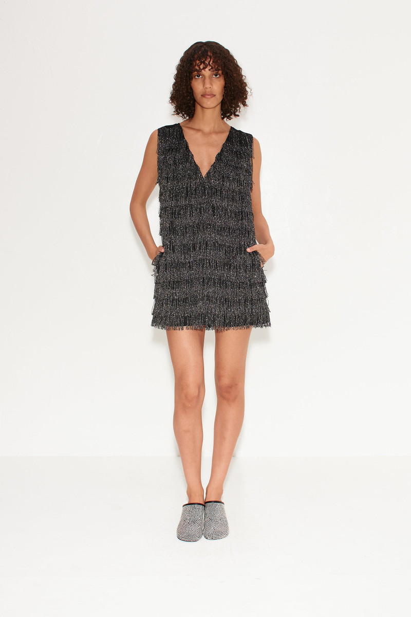 Fountain Fringe Dress In Black 1