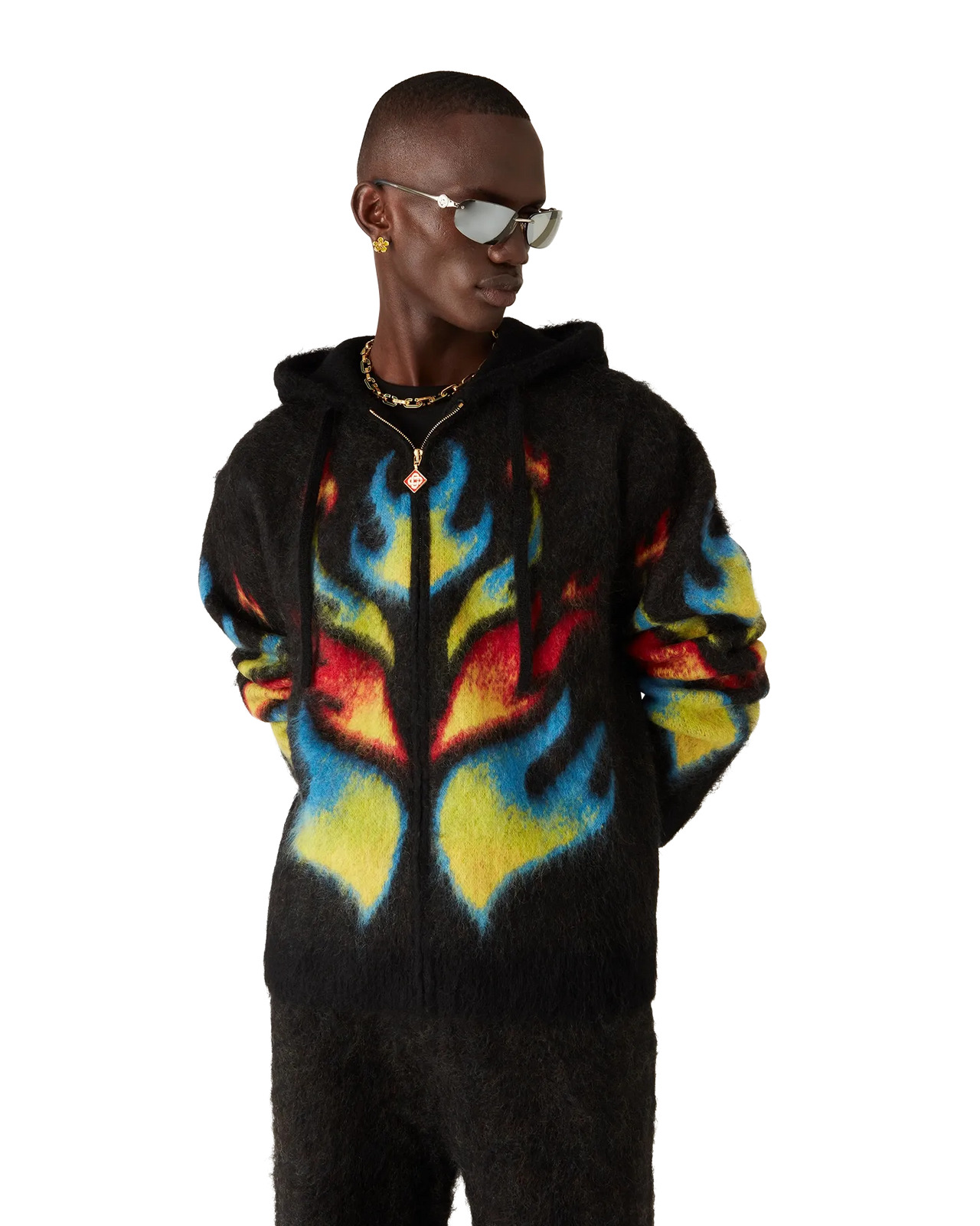 Mohair Flame Laurel Zip Hoodie | Casablanca Paris - 2