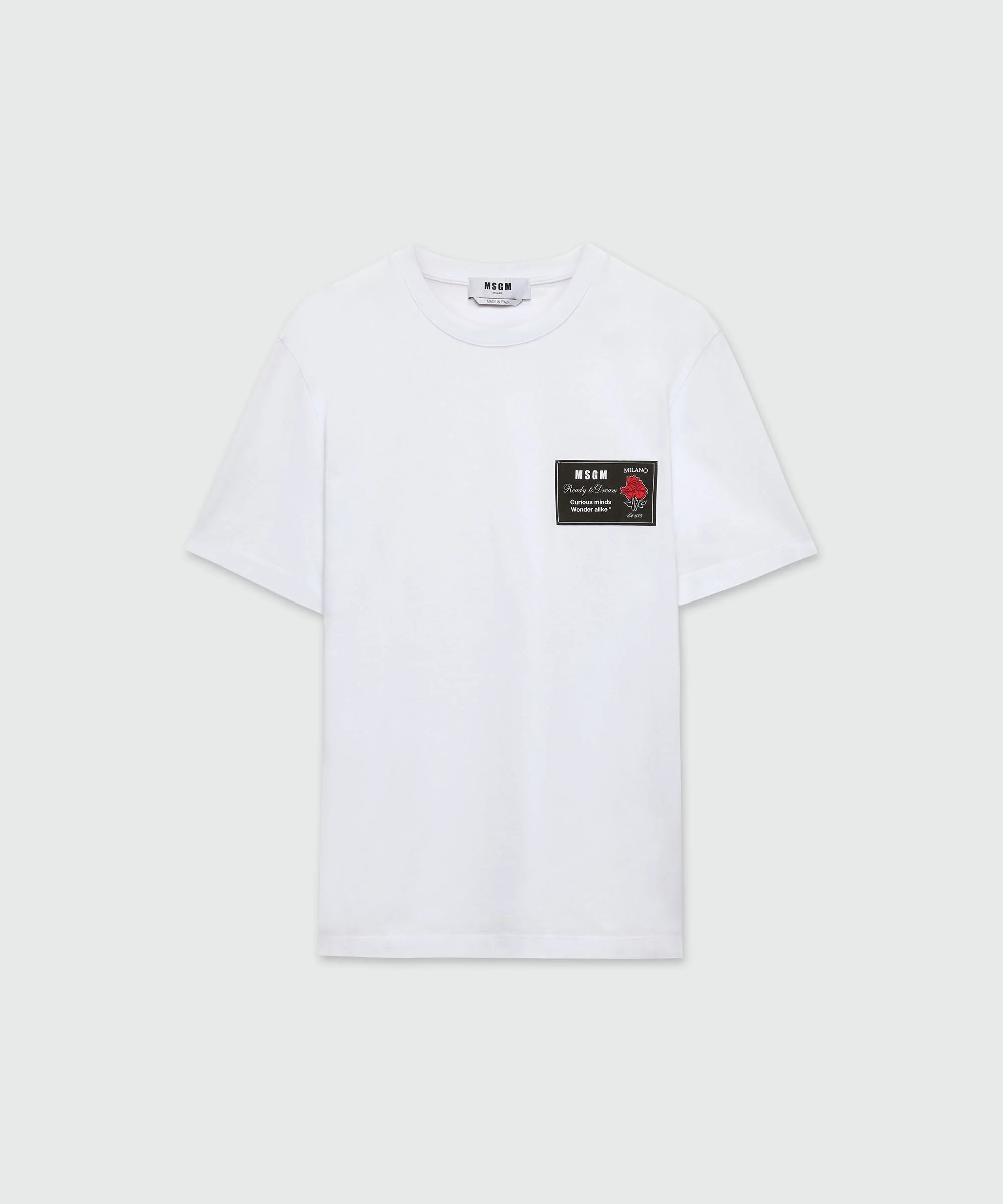 White jersey T-shirt with patch - 1