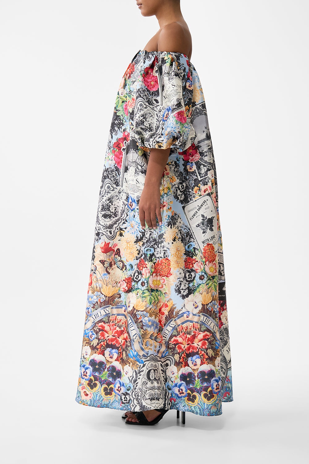OFF SHOULDER LONG PUFF DRESS - 4
