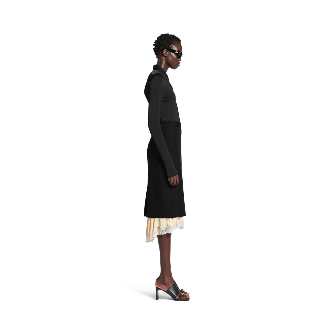 Women's Lingerie Tailored Skirt in Black - 3