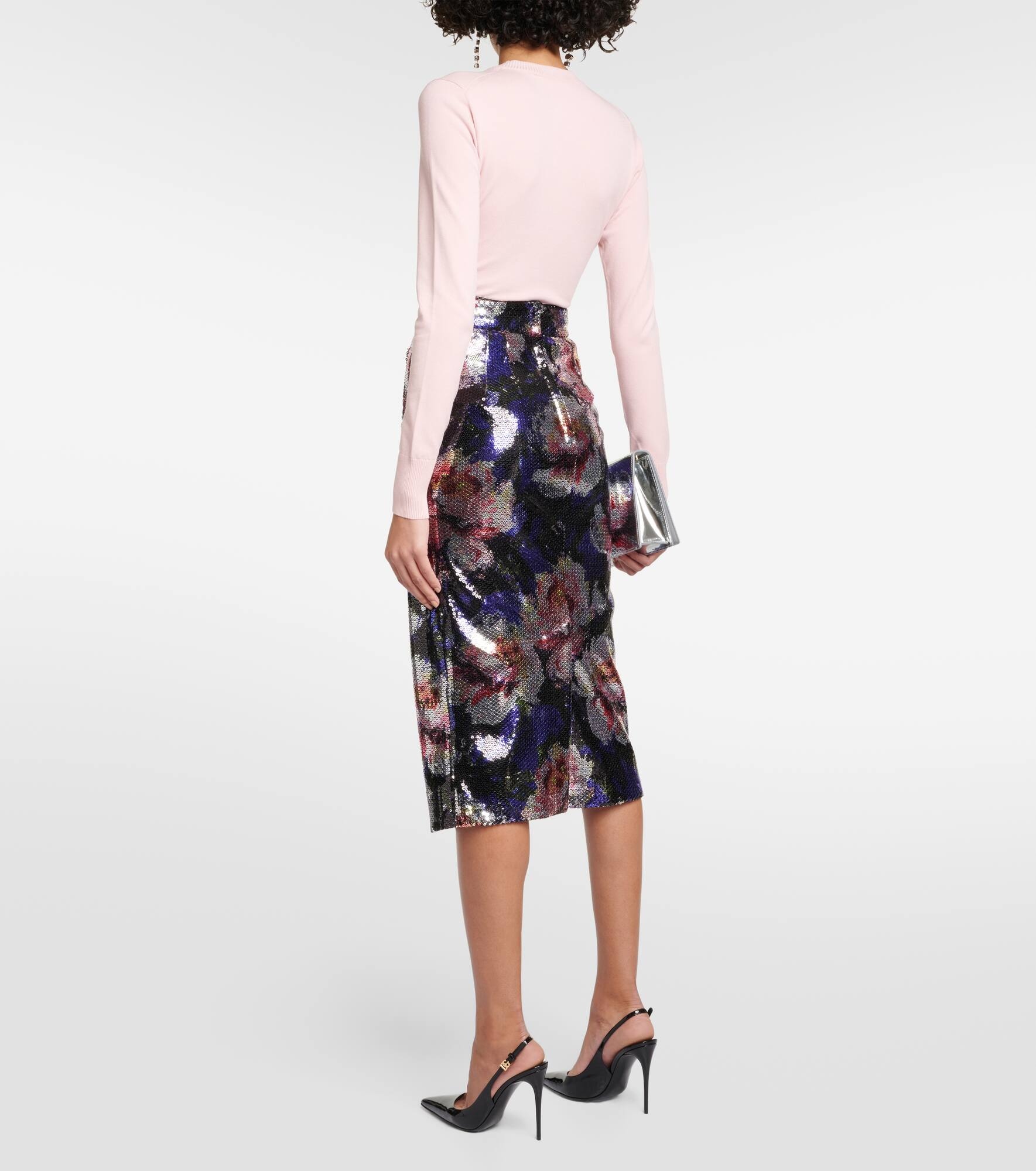 Sequined floral midi skirt - 3