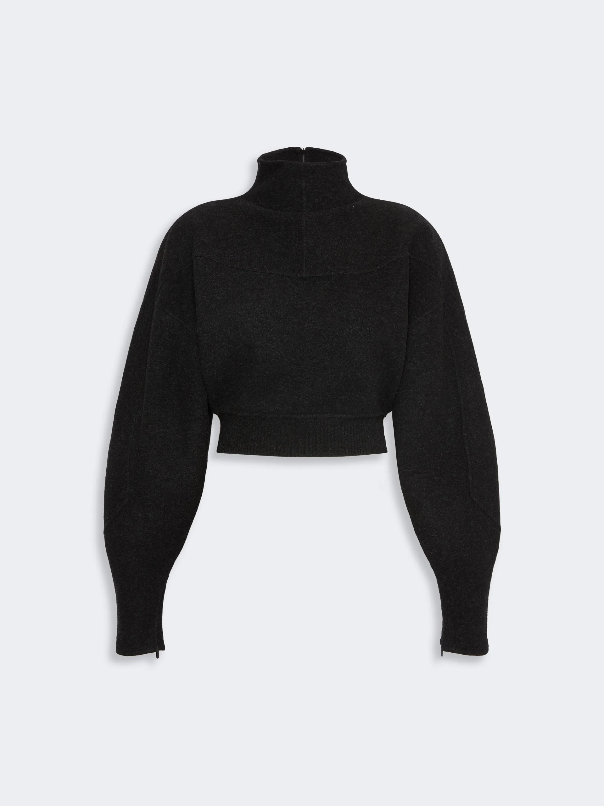 ARMONY Cropped wool and cashmere jersey sweatshirt - DARK GREY - 1