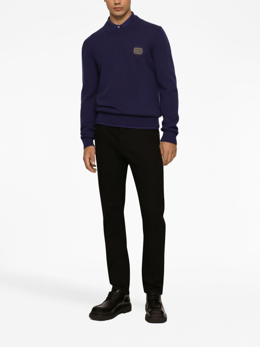 logo-plaque wool jumper - 2