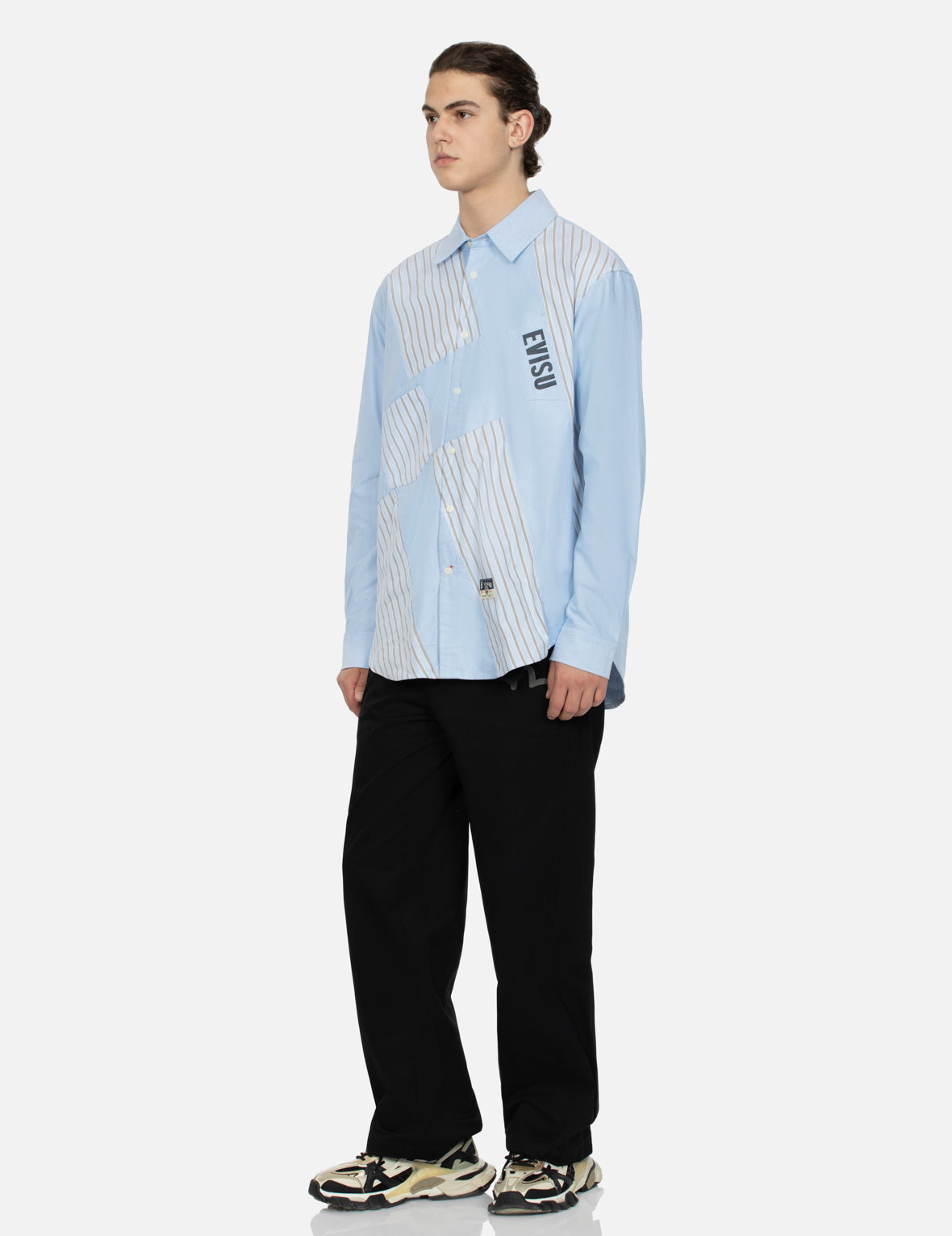 WHEEL OF WISDOM AND LOGO PRINT RELAX FIT DECONSTRUCTIVE SHIRT - 3