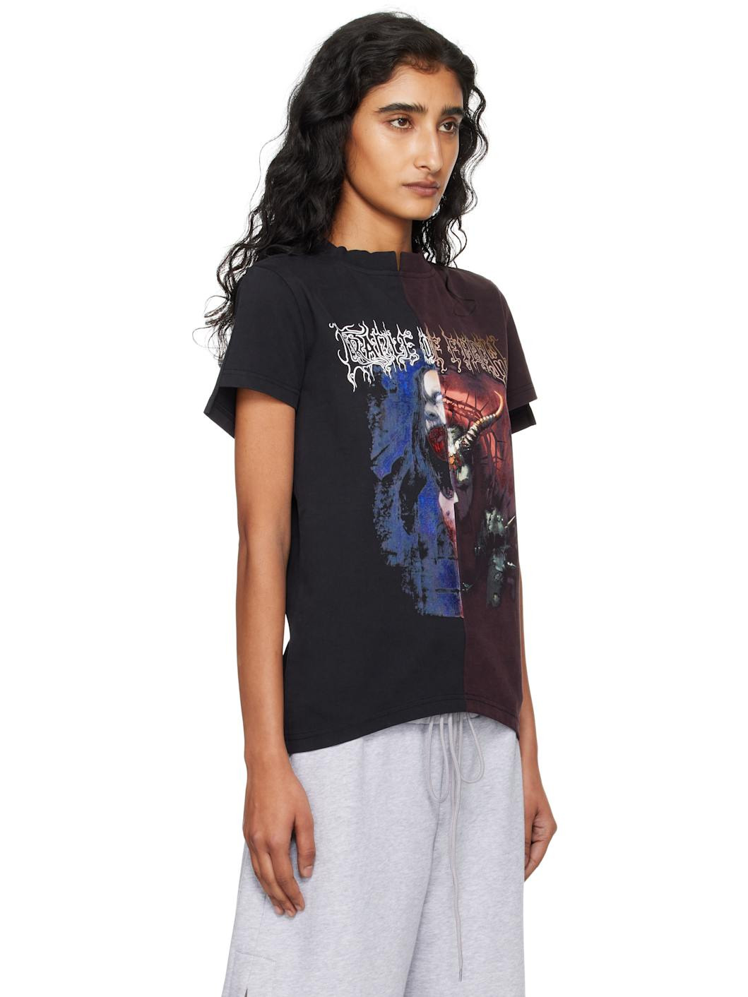 Black & Burgundy Cradle of Filth Cut-Up Fitted T-shirt - 2