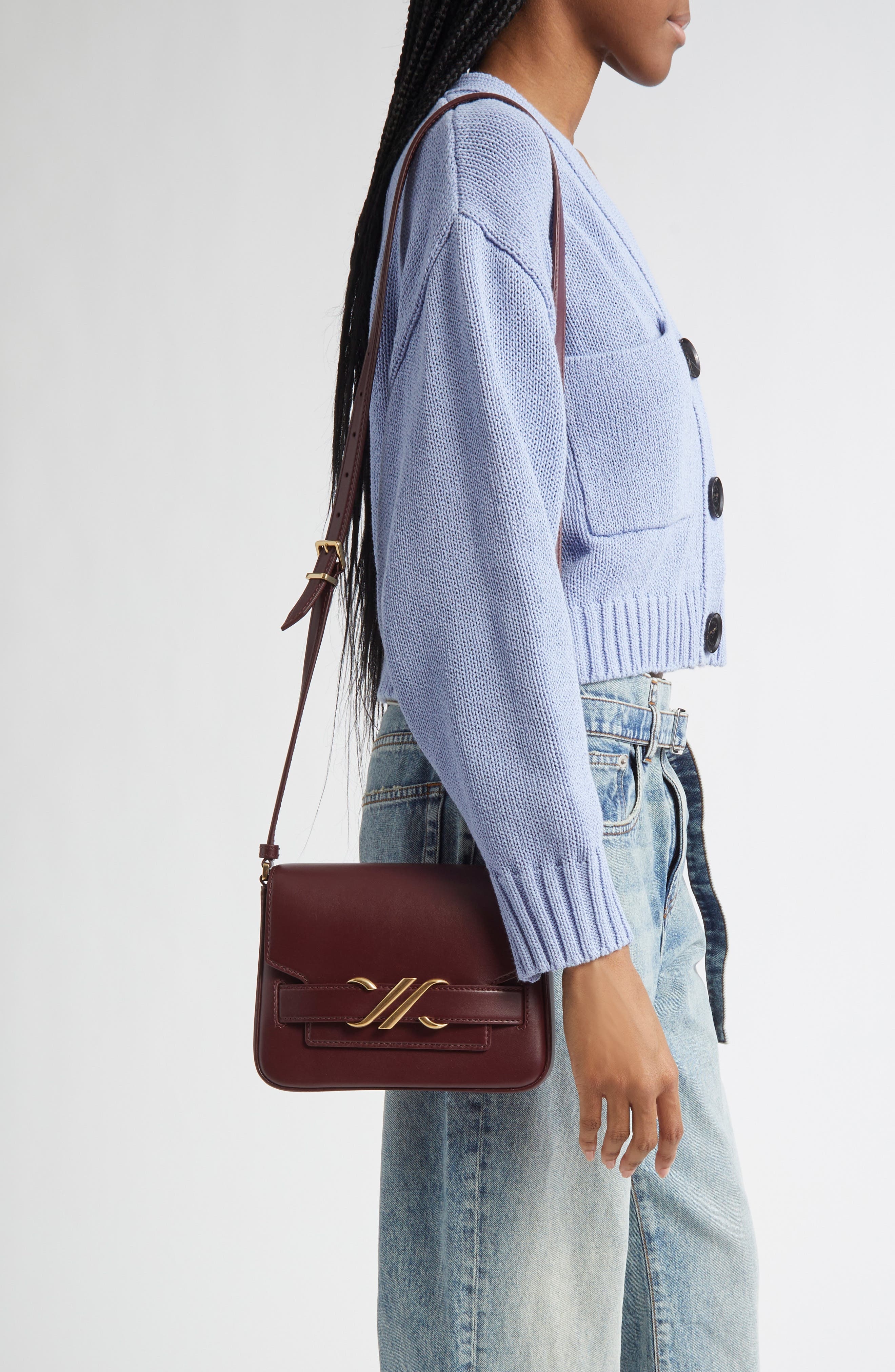 Proenza Schouler Box Leather Shoulder Bag in Dark Red at Nordstrom - 3