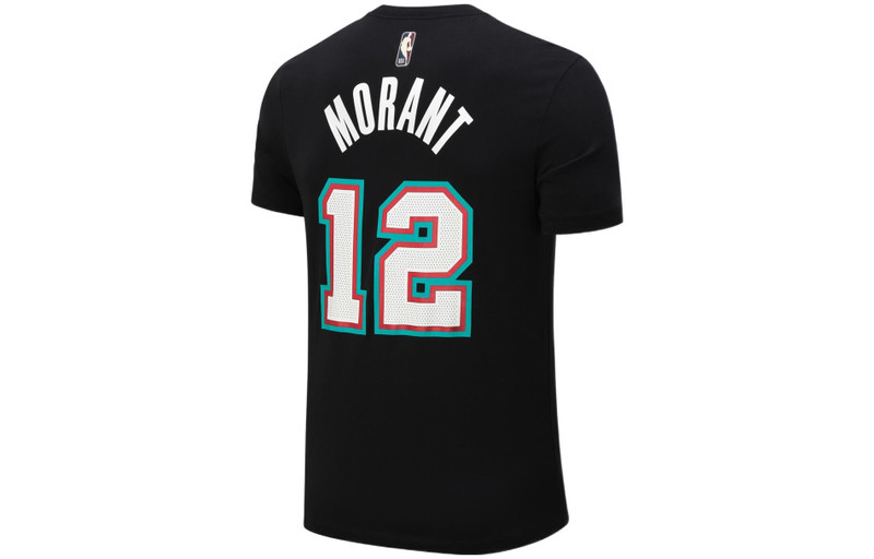 Nike Nike NBA Memphis Gray Memphis Grizzlies Morant No. 12 Casual Breathable Sports Short Sleeve Black CT outlook