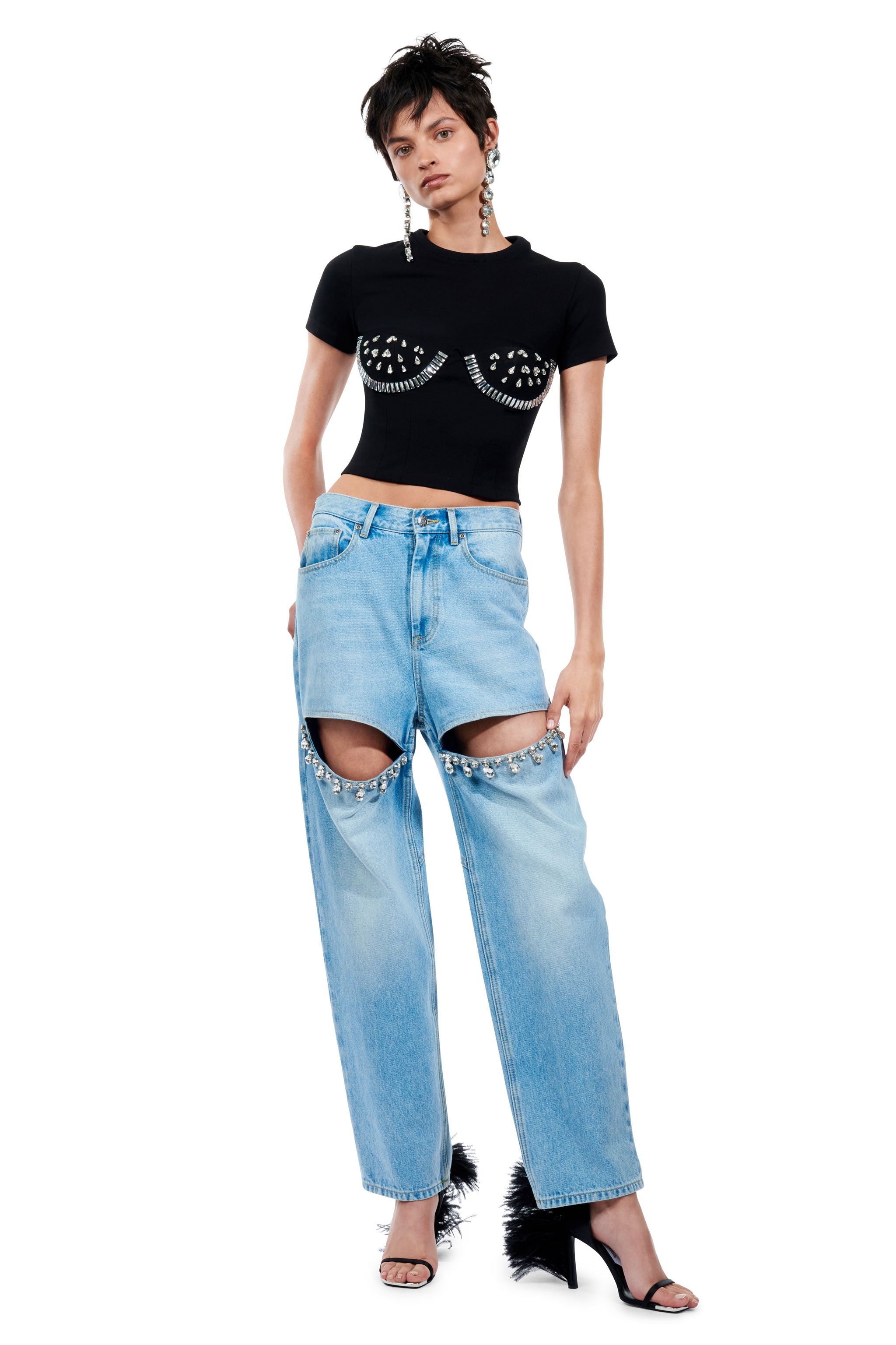CRYSTAL SLIT JEAN - 3
