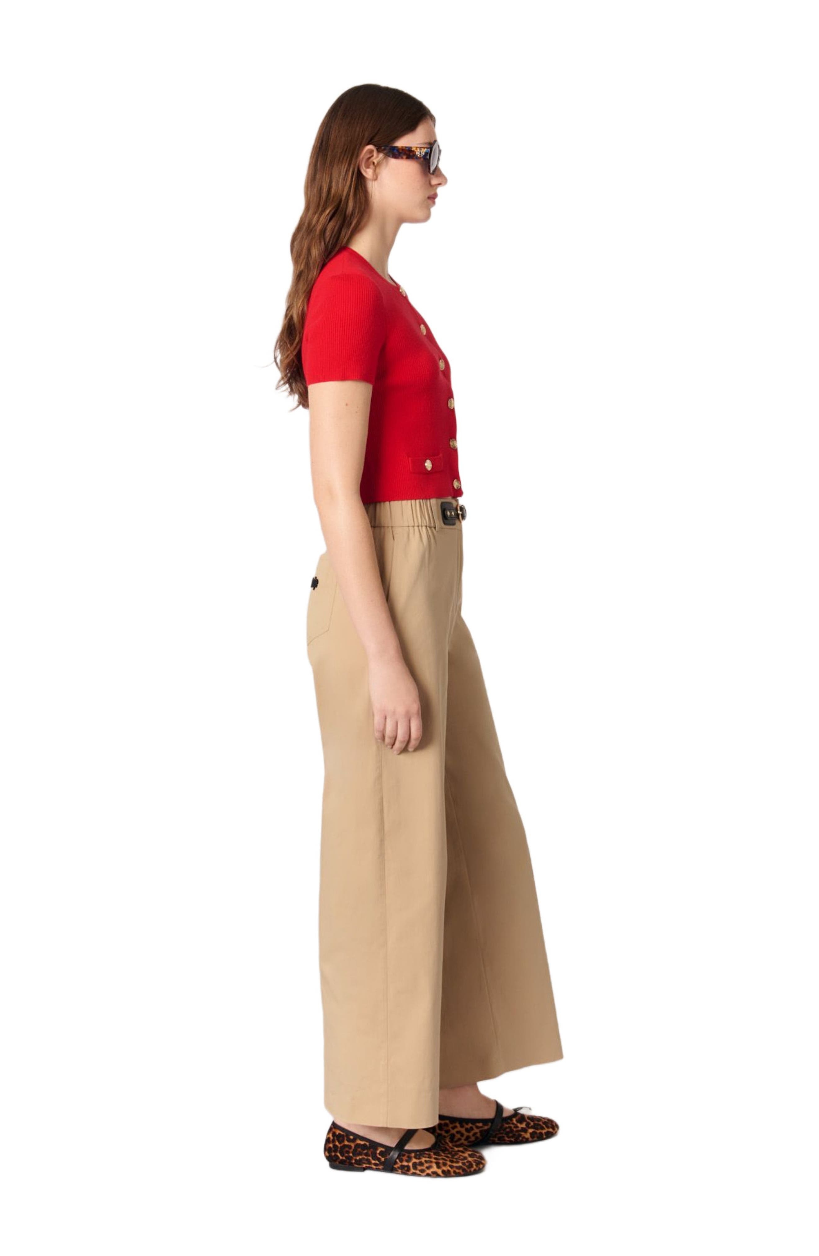 maje Cropped cardigan with gold buttons in Red at Nordstrom - 3