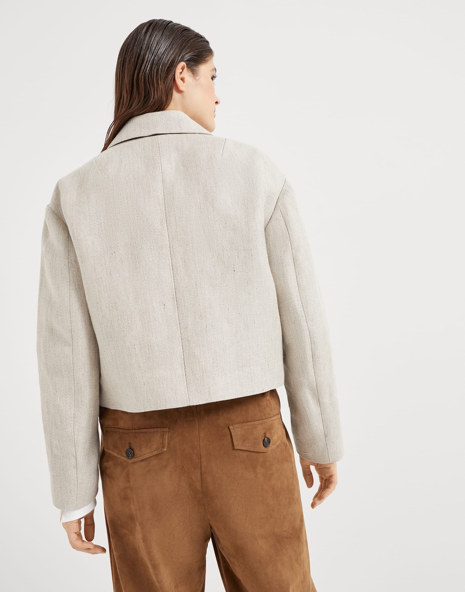 Linen cover outerwear blazer with monili - 2