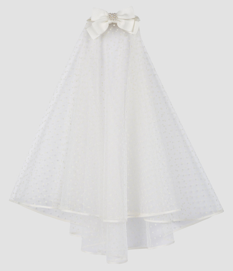 BRIDAL PEARL BOW VEIL WITH DOTTED TULLE 4