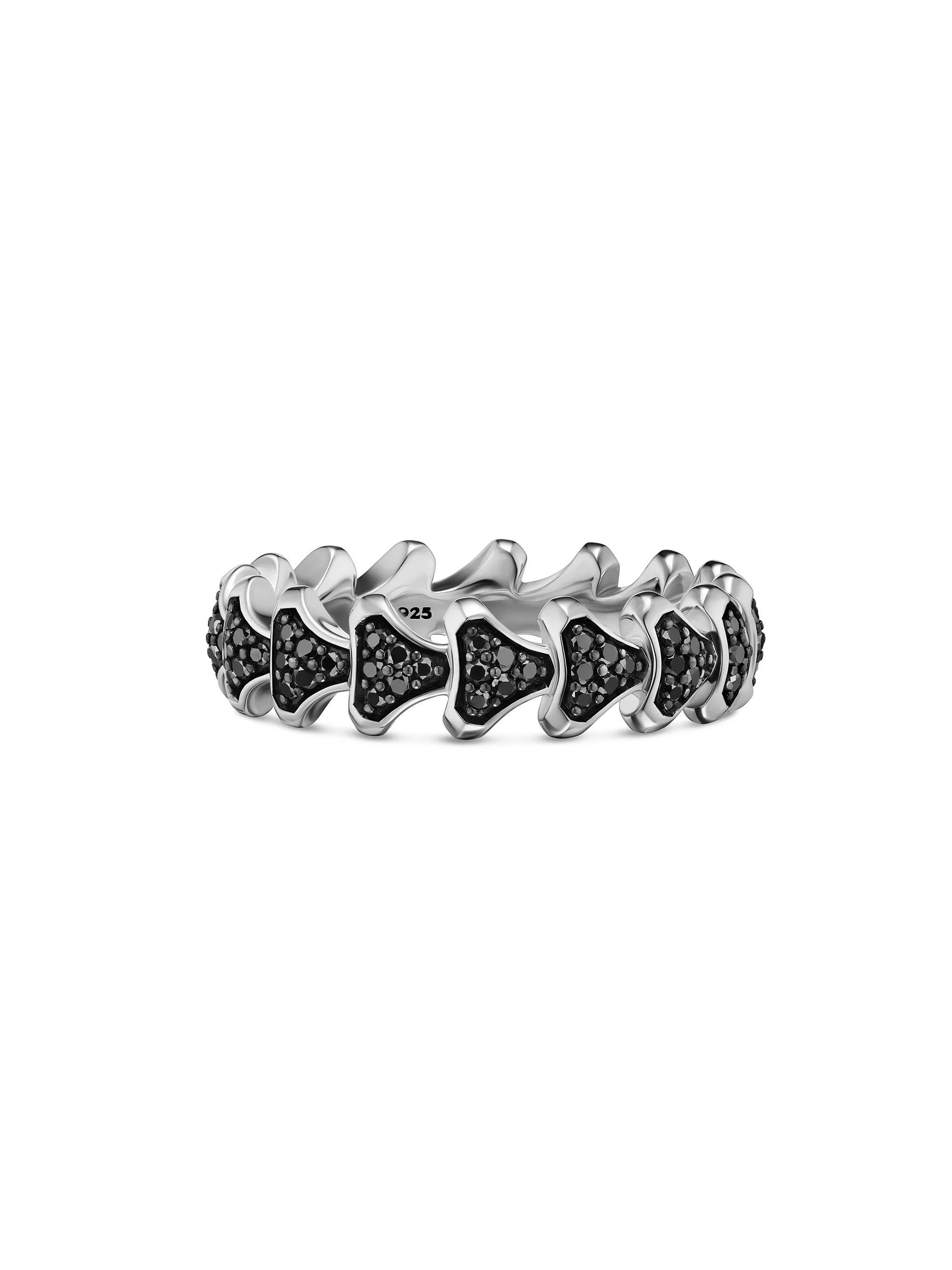 Men's Armory Band Ring in Sterling Silver - Black Diamond - 1