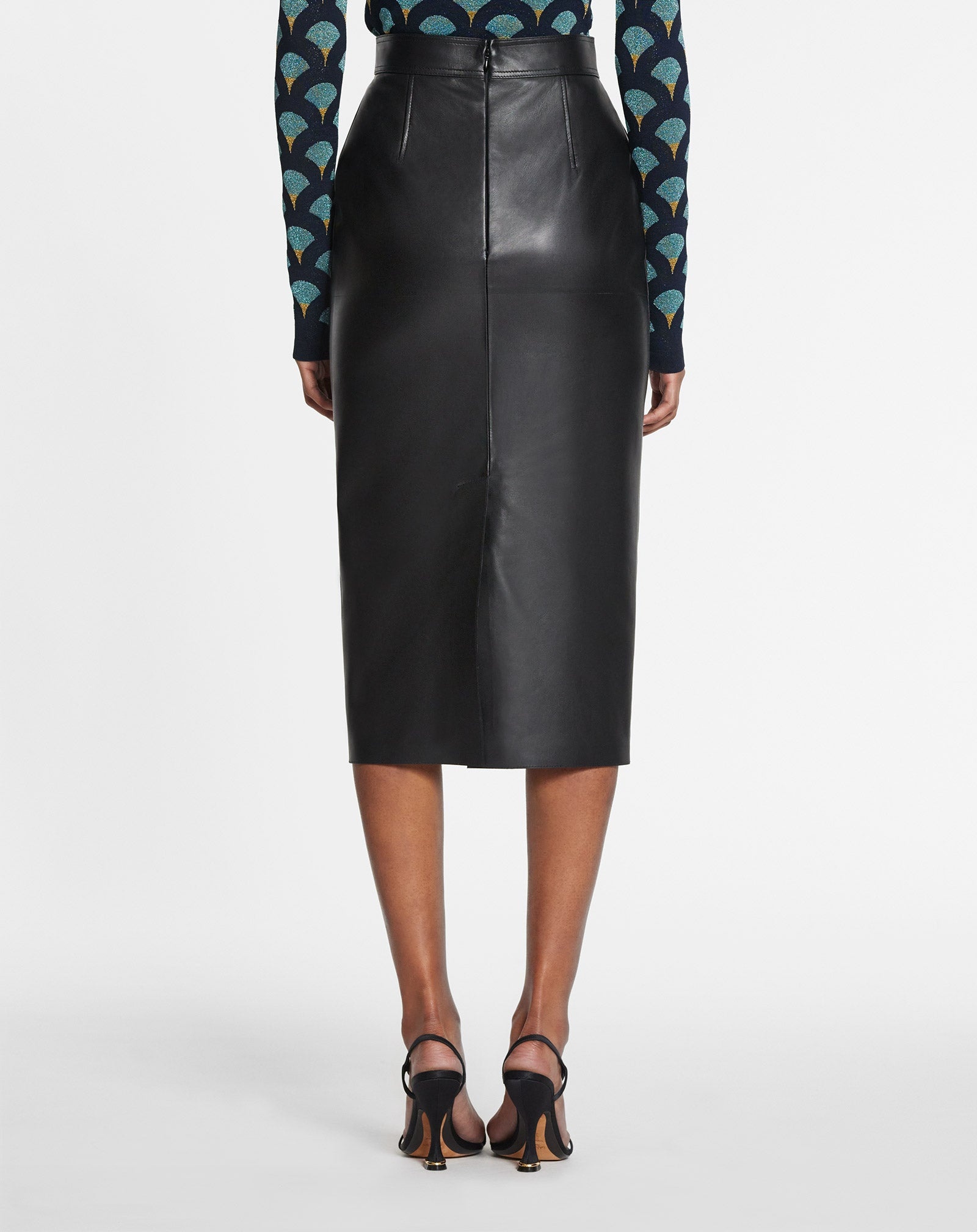 LEATHER MIDI PENCIL SKIRT - 4
