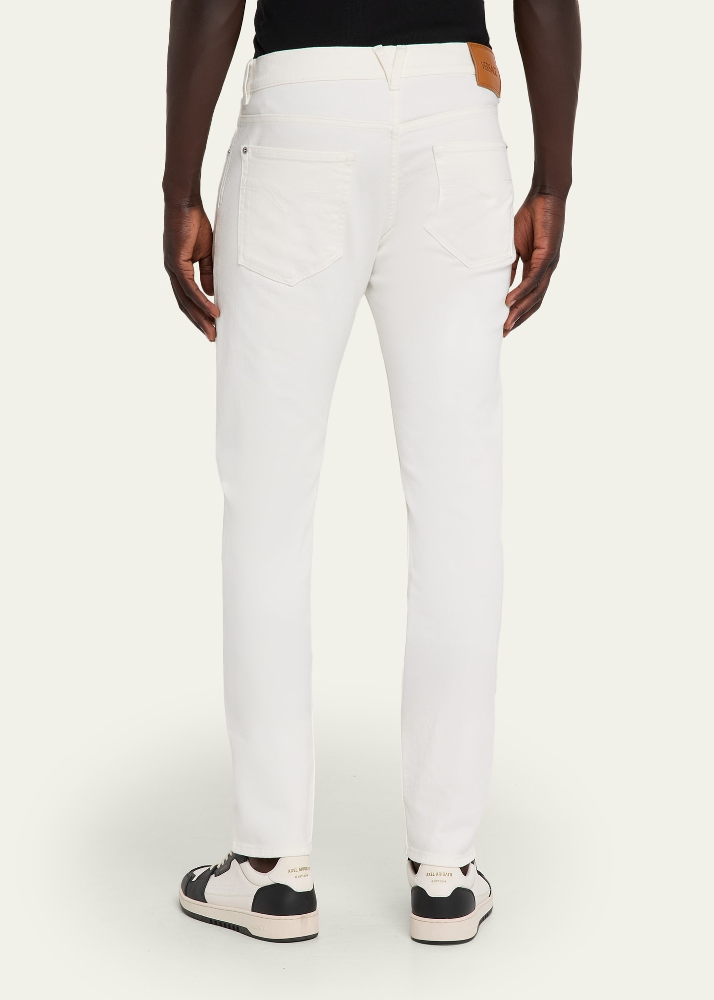 Men's White Denim Straight-Leg Jeans - 3