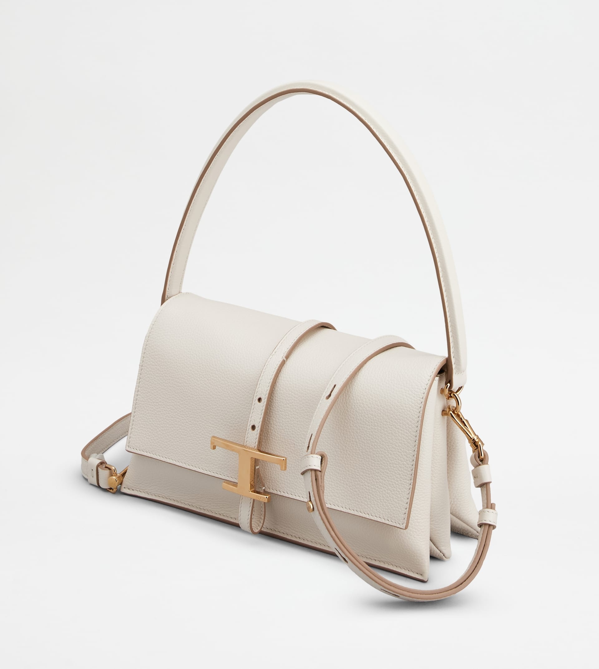 Tod's T TIMELESS FLAP BAG IN LEATHER MINI - BEIGE | REVERSIBLE
