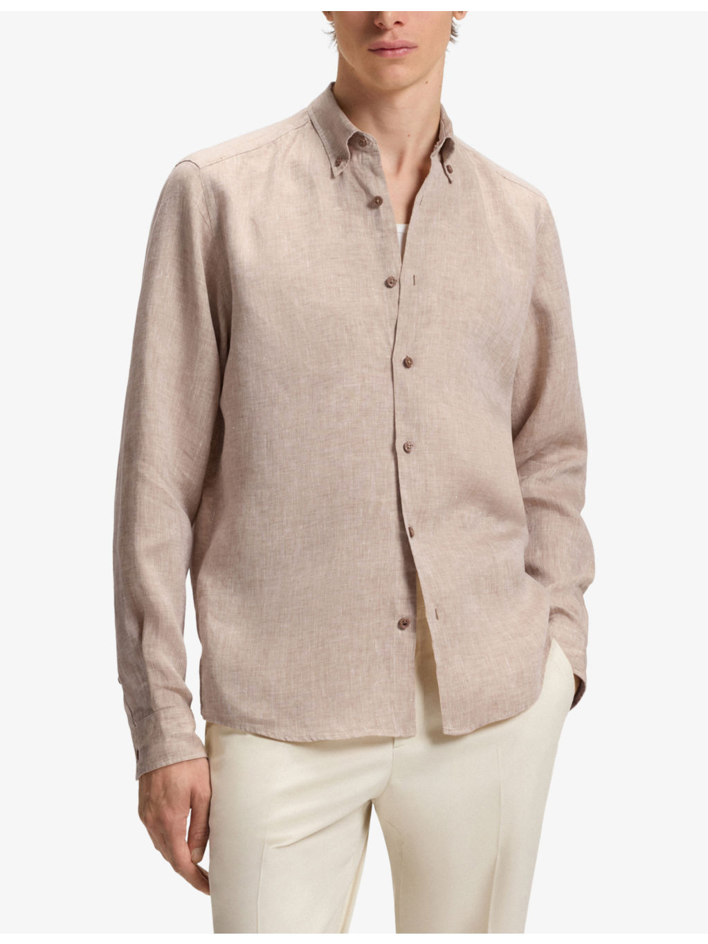 Regular-Fit Long-Sleeve Linen Shirt - 3