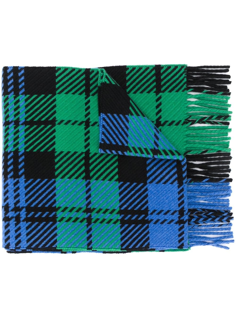 fringed tartan scarf - 1