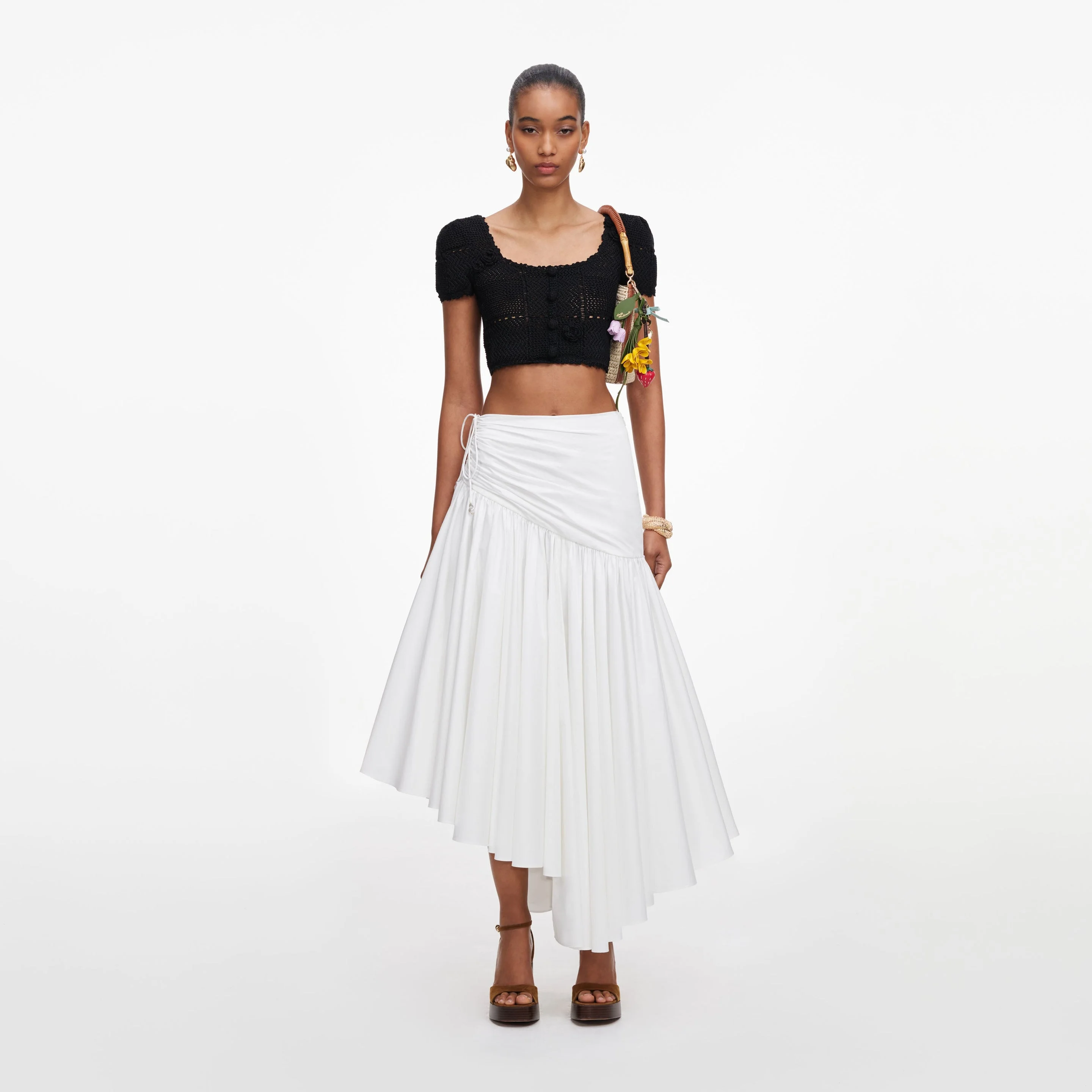 Black Crochet Knit Crop Top - 1