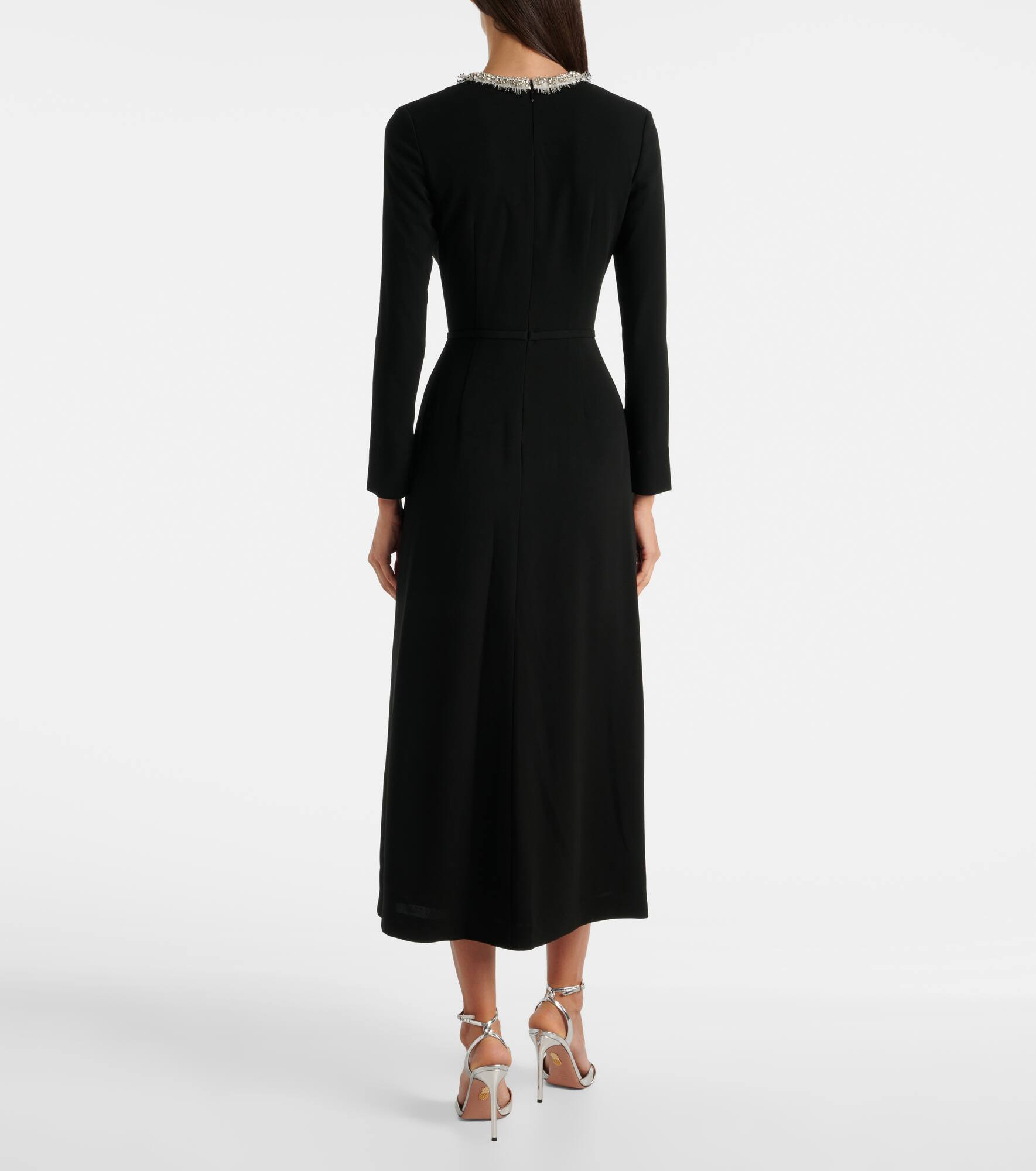 Esther embellished crêpe and plissé midi dress - 3
