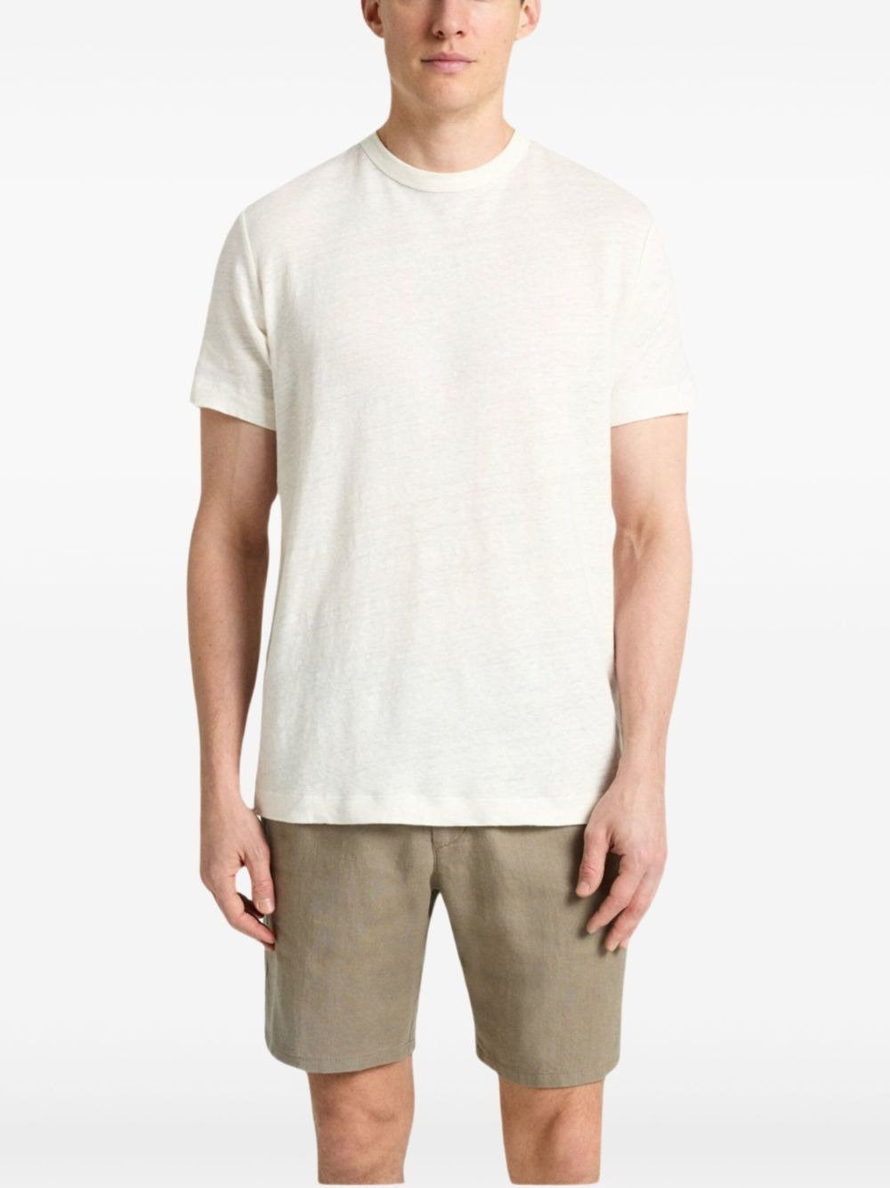 elasticated-waistband linen shorts - 2