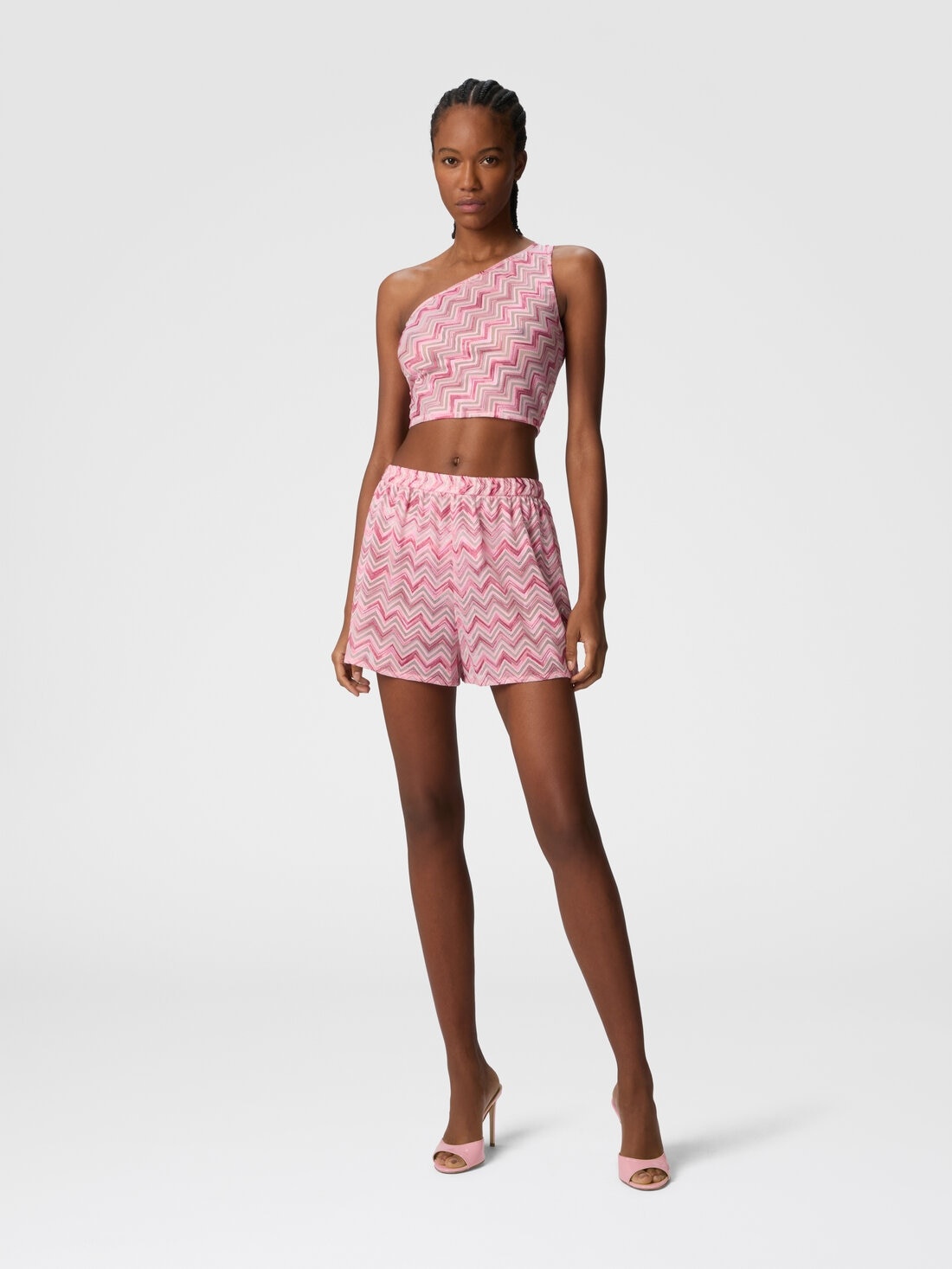 Viscose-blend tulle shorts with slub zigzag - 2