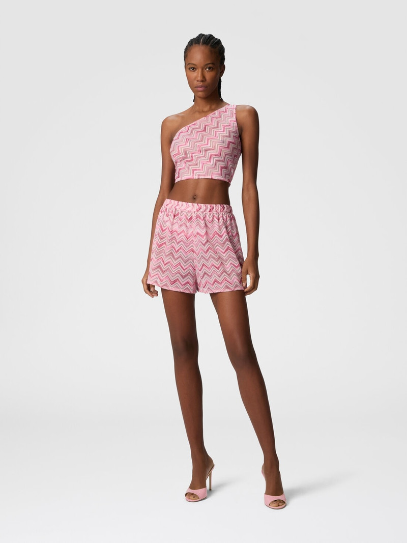 Missoni Viscose-blend tulle shorts with slub zigzag outlook