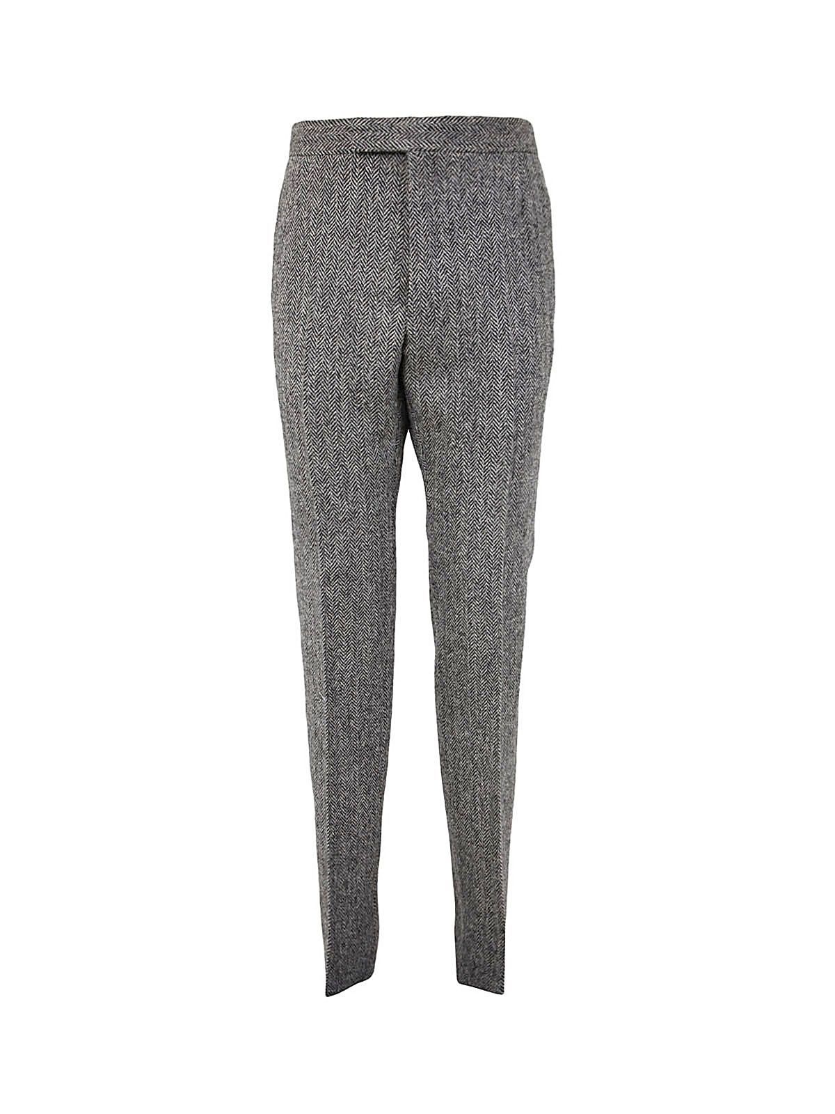 FIT 1 BACKSTRAP TROUSER W/ SELF TIPPING IN HERRINGBONE HARRIS TWEED - 1