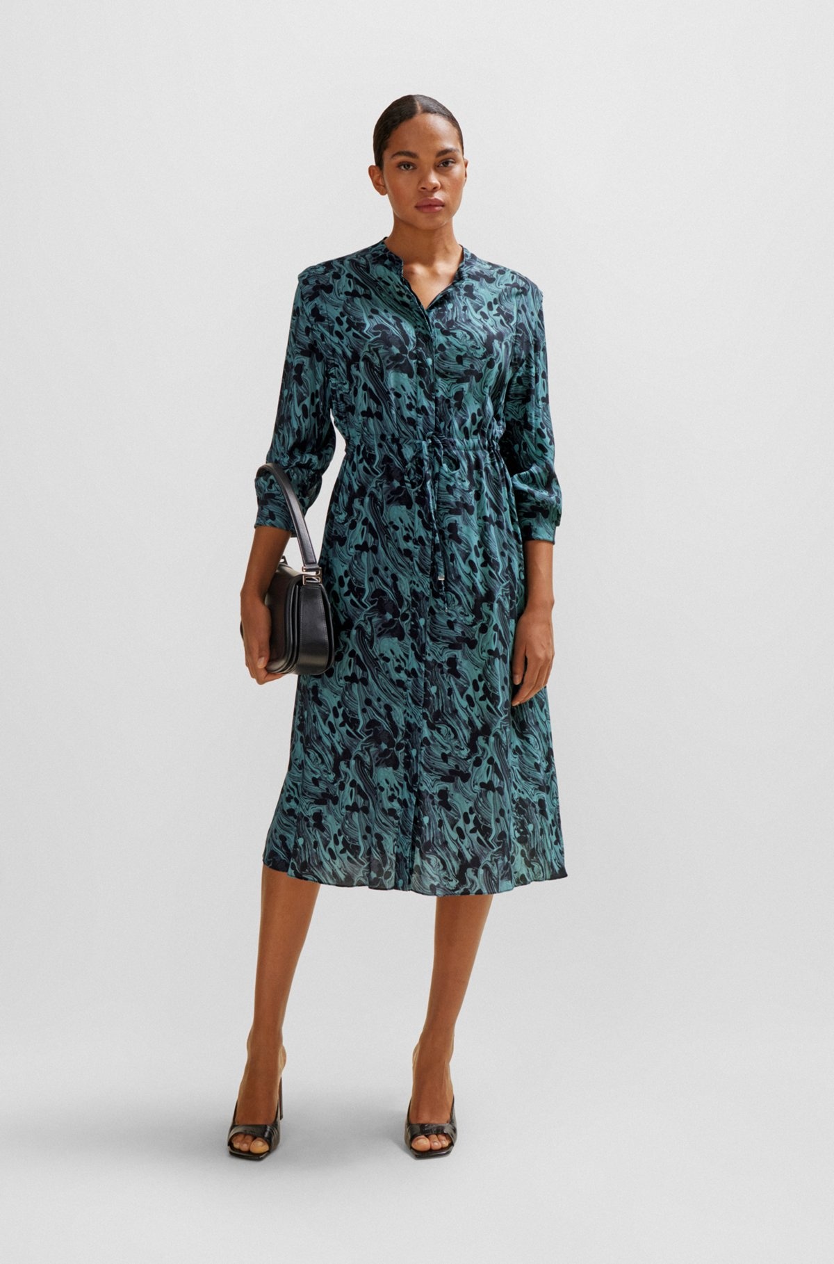 ABSTRACT-PRINTED DRESS WITH DRAWCORD WAIST - 2