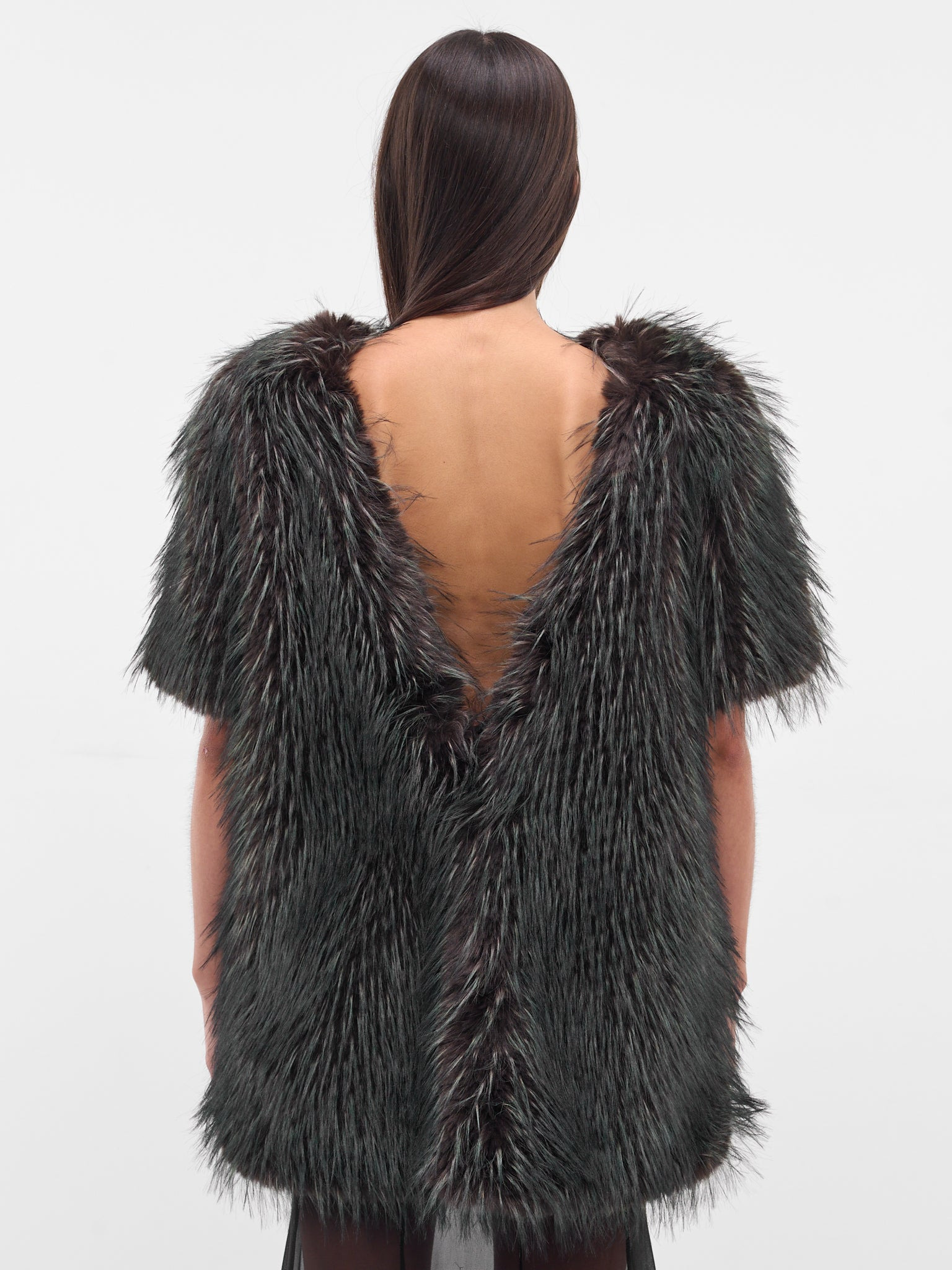 Green Graphic Faux Fur Sweater - 3