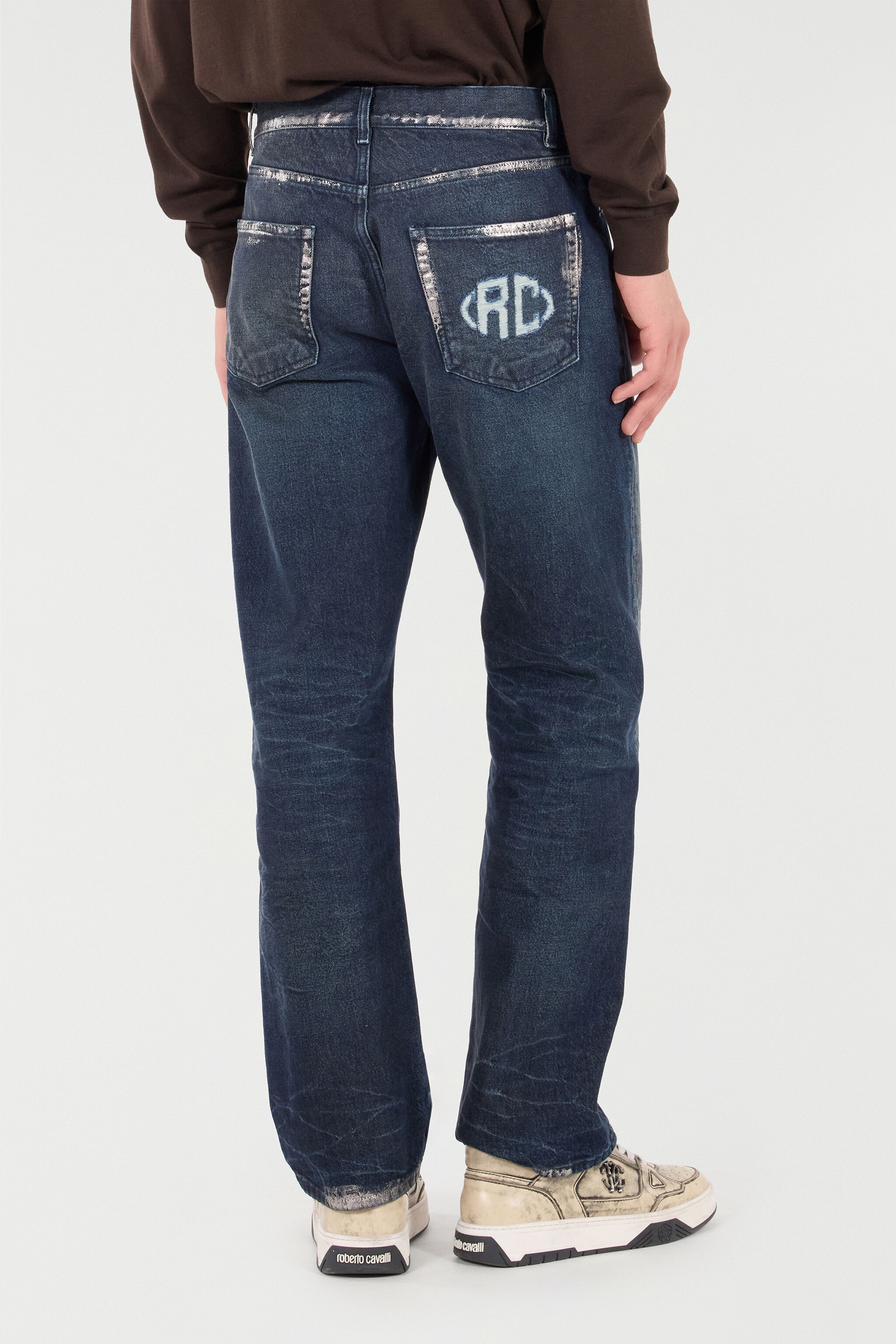 Sandblasted-Effect Jeans With Chain - 4