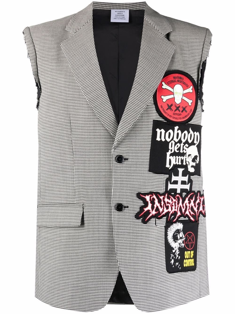 logo-patch sleeveless jacket - 1